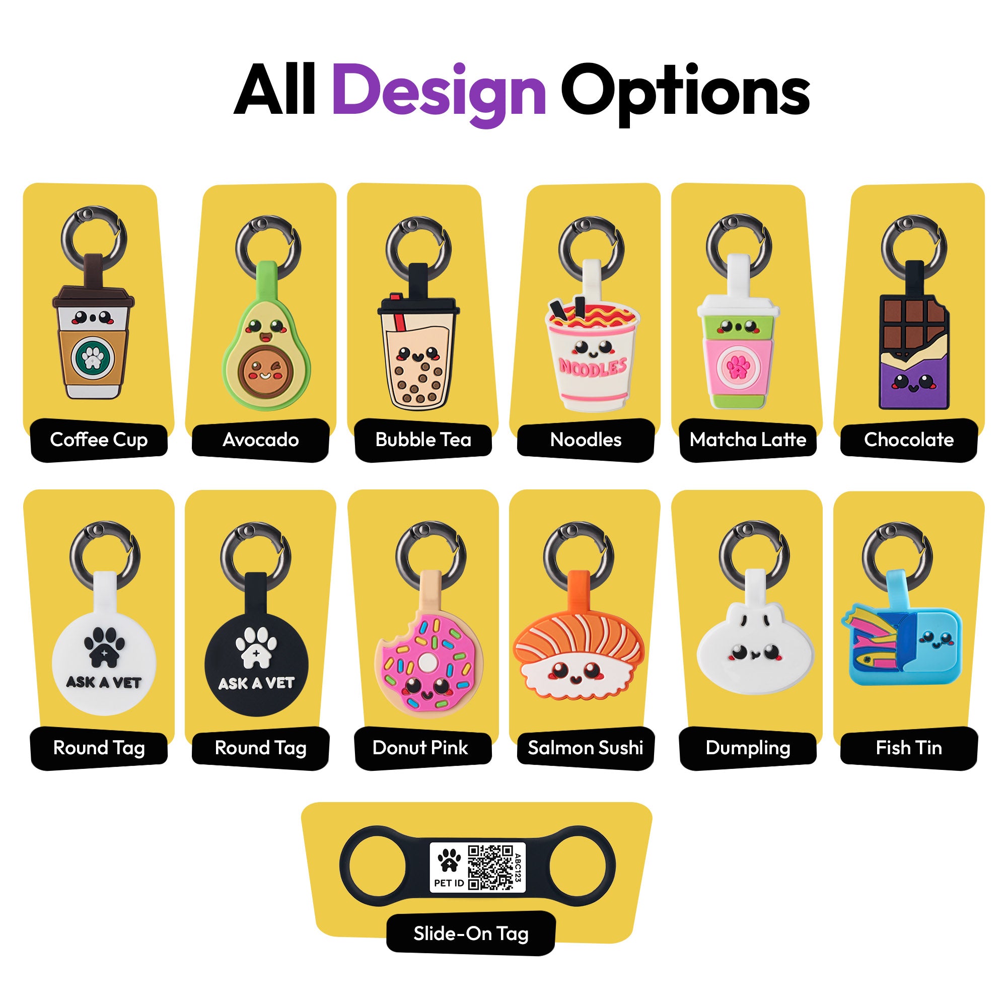 ASK A VET Salmon Sushi Pet ID Tag – NFC & QR Code Silicone Dog & Cat Tag – Hanging & Slide-On Digital Smart Tag – Waterproof, No Battery