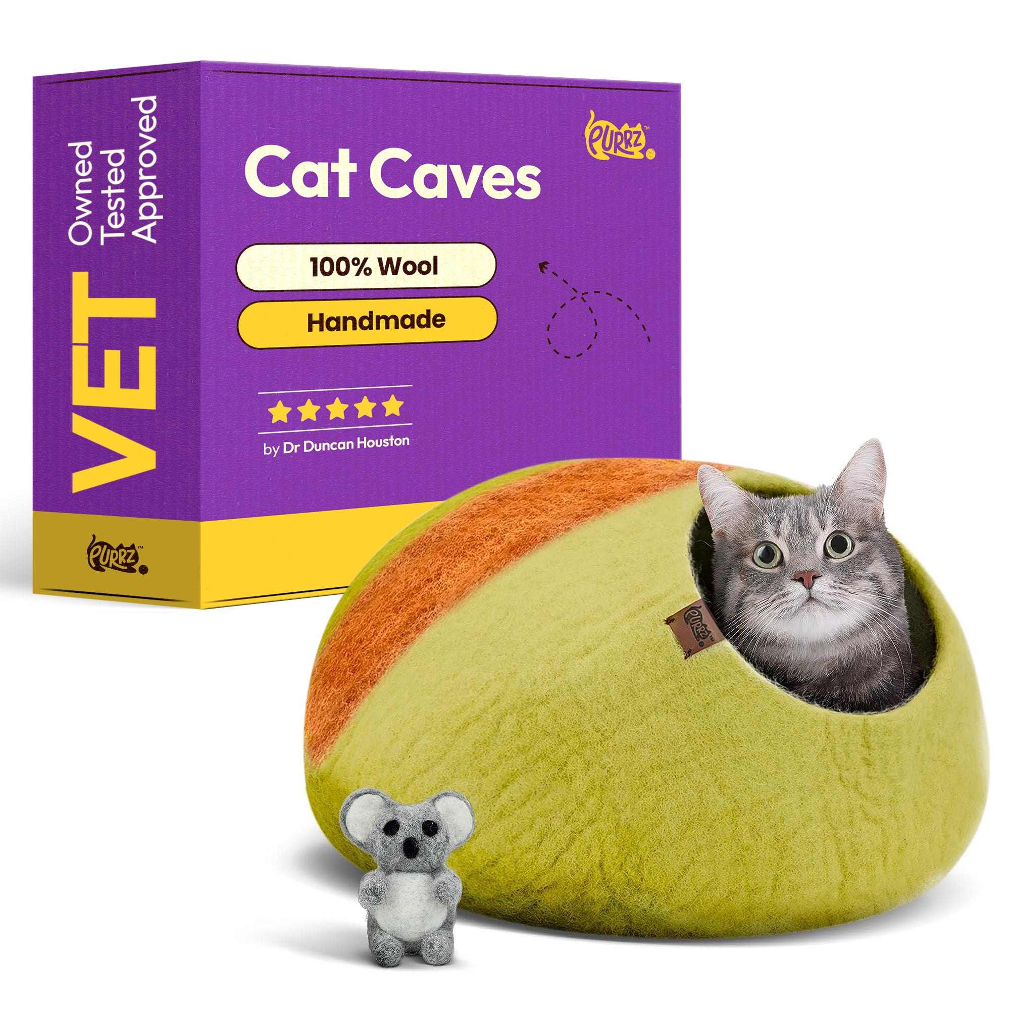 PURRZ Luxury Cat Cave | Natural Wool Felt Handmade Cat House, Cat Beds, Cat Condo, Cat Furniture, Cat Beds for Indoor Cats, Cat Houses for Indoor Cats, Cat Hideaway (GUMTREE)