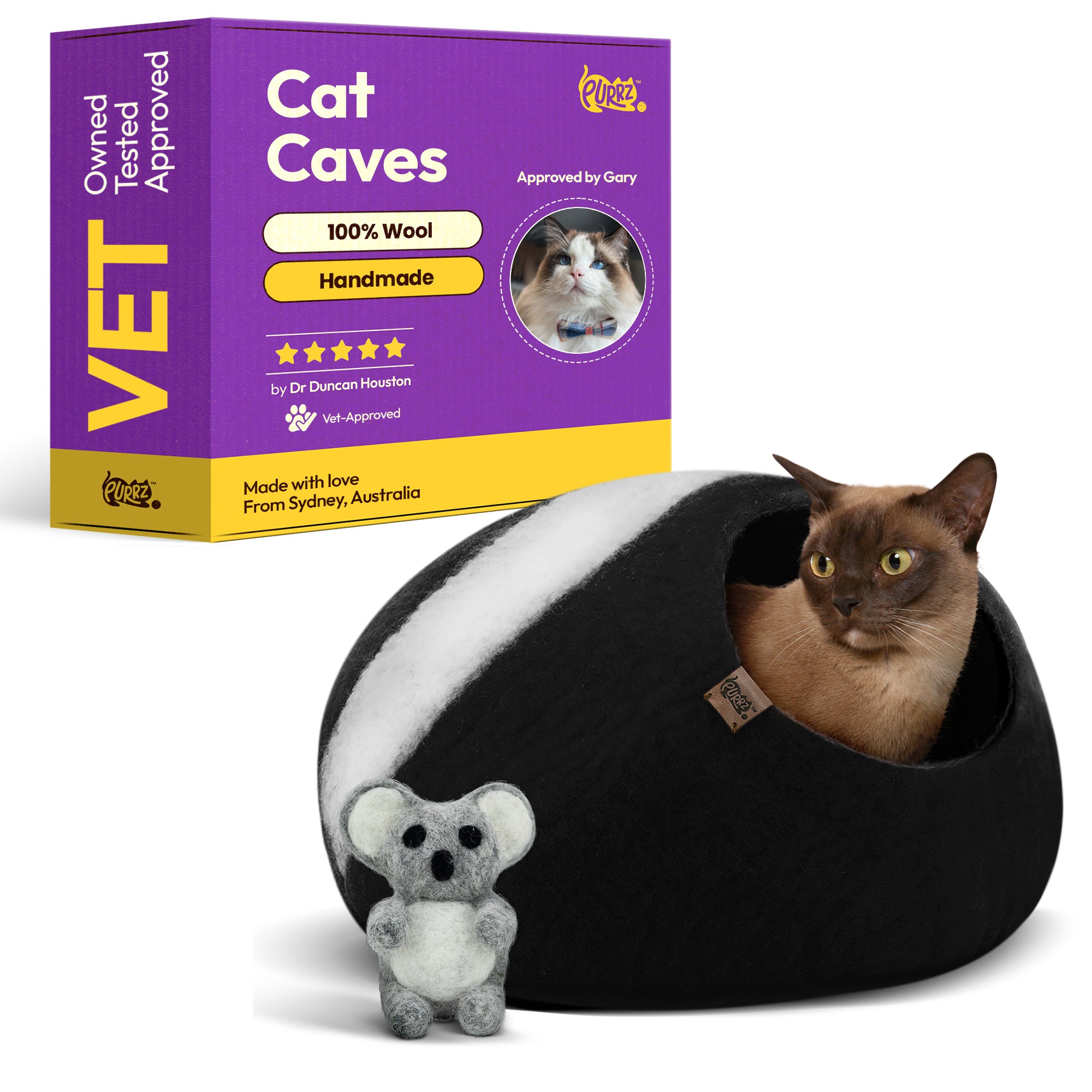 Handmade Merino Wool Cat Cave – Cozy, Calming & Hypoallergenic Hideaway for Cats & Small Pets