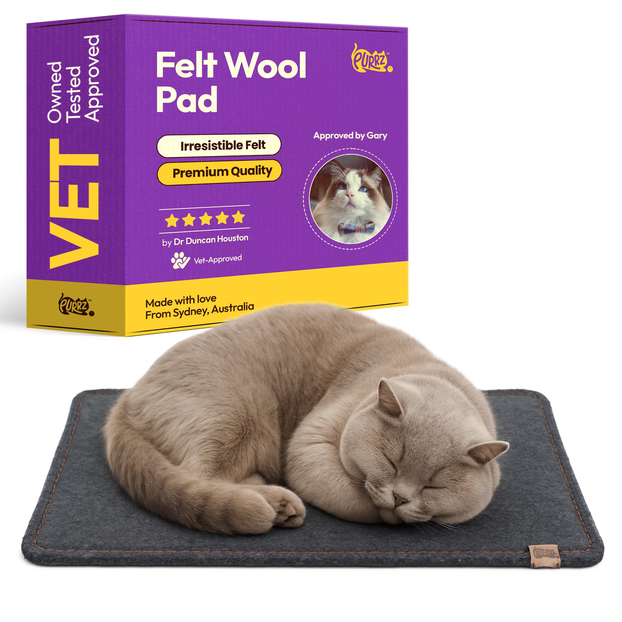 Handmade Merino Wool Felt Pad – Scratch-Friendly Pet Mat for Cats & Small Pets