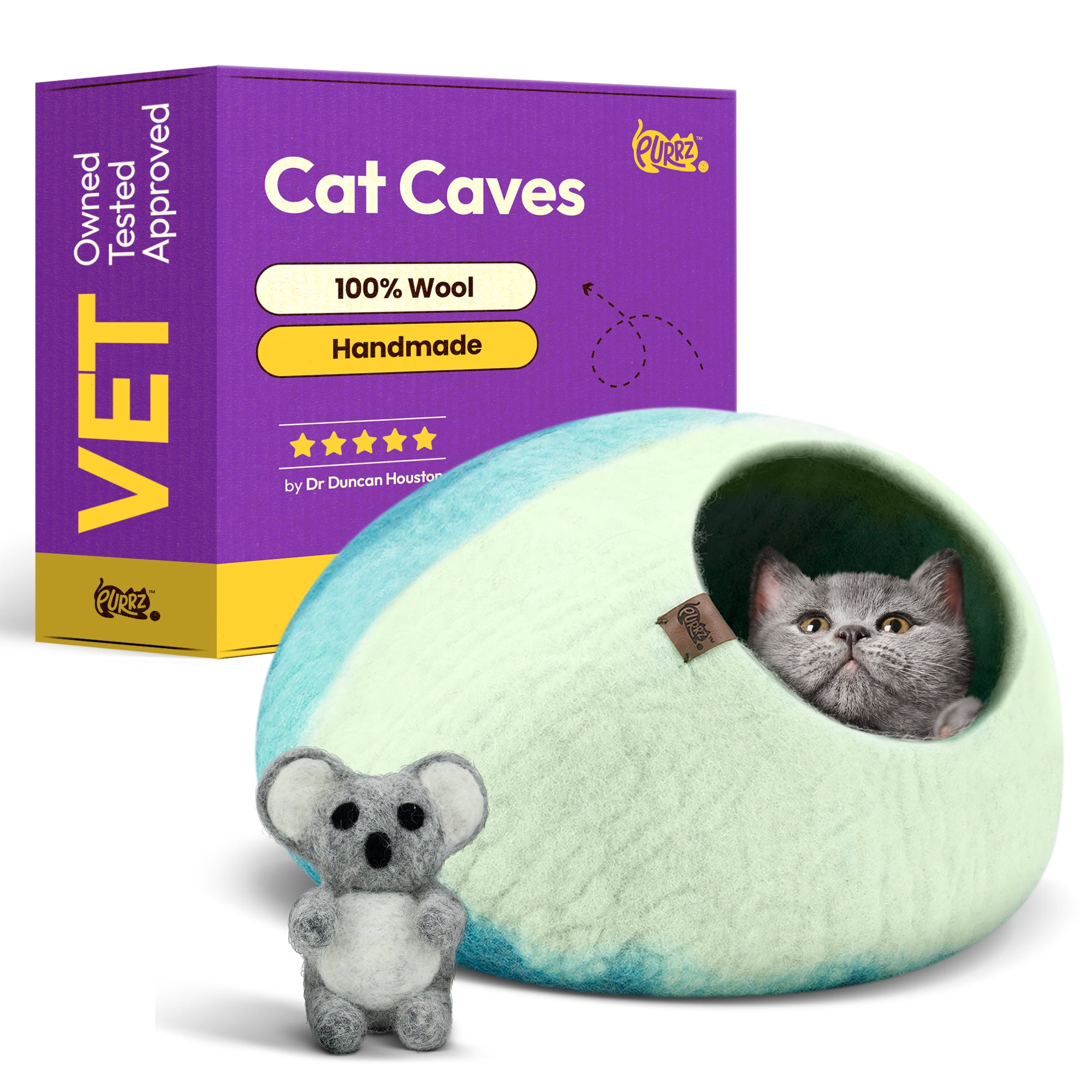 PURRZ Luxury Cat Cave | Natural Wool Felt Handmade Cat House, Cat Beds, Cat Condo, Cat Furniture, Cat Beds for Indoor Cats, Cat Houses for Indoor Cats, Cat Hideaway (SYDNEY)
