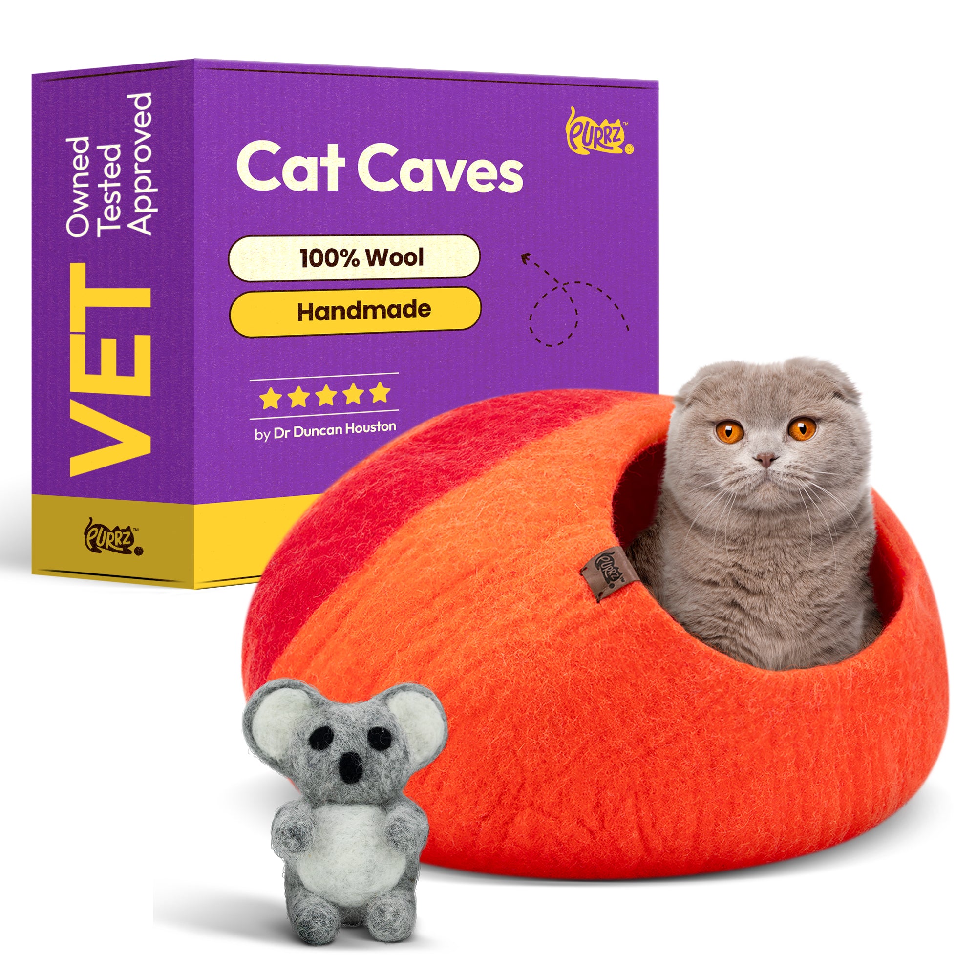 PURRZ Luxury Cat Cave | Natural Wool Felt Handmade Cat House, Cat Beds, Cat Condo, Cat Furniture, Cat Beds for Indoor Cats, Cat Houses for Indoor Cats, Cat Hideaway(ULURU)