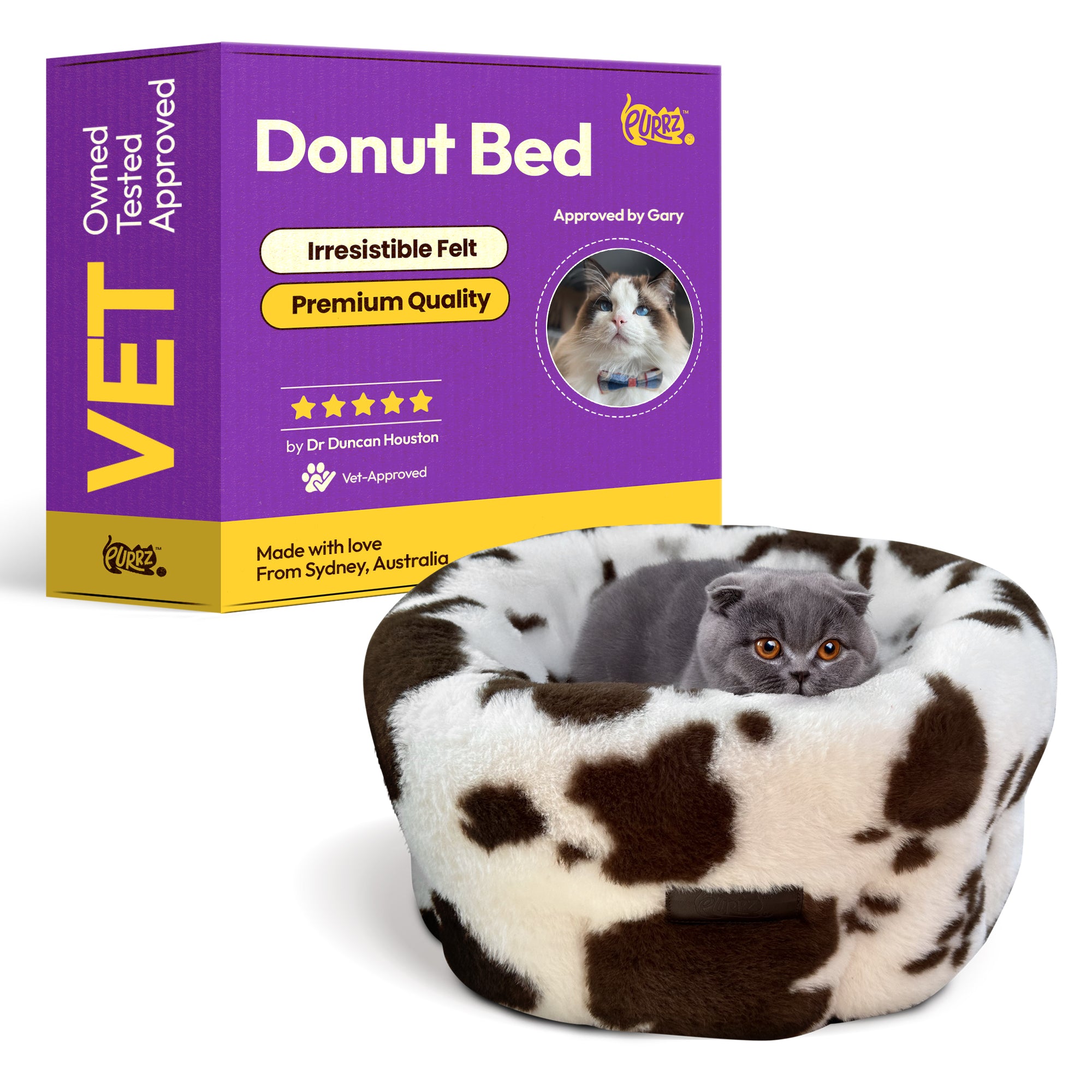 Deluxe Donut Cat Bed – Ultra-Soft, Hypoallergenic & Vet-Designed Plush Bed for Cats & Kittens