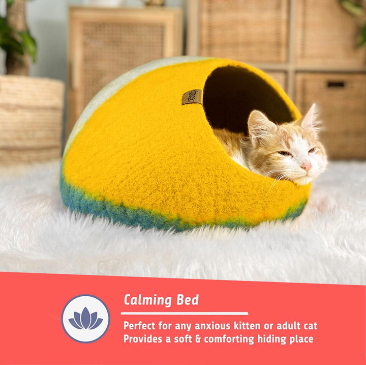 Calming Wool Cat Cave Bed (GREAT BARRIER REEF)