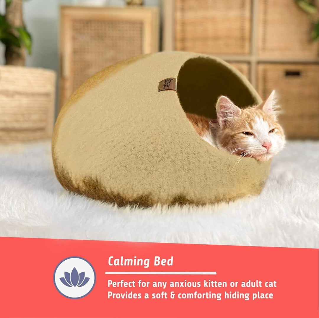 Calming Wool Cat Cave Bed (KANGAROO)