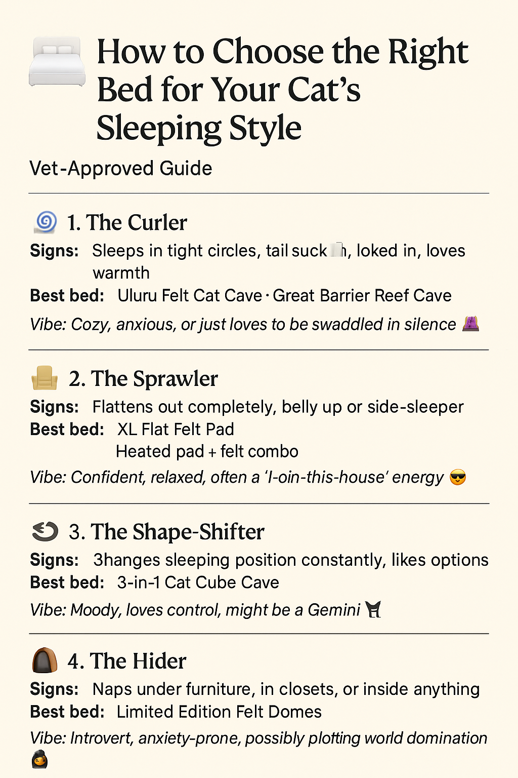 🛏️ How to Choose the Right Bed for Your Cat’s Sleeping Style