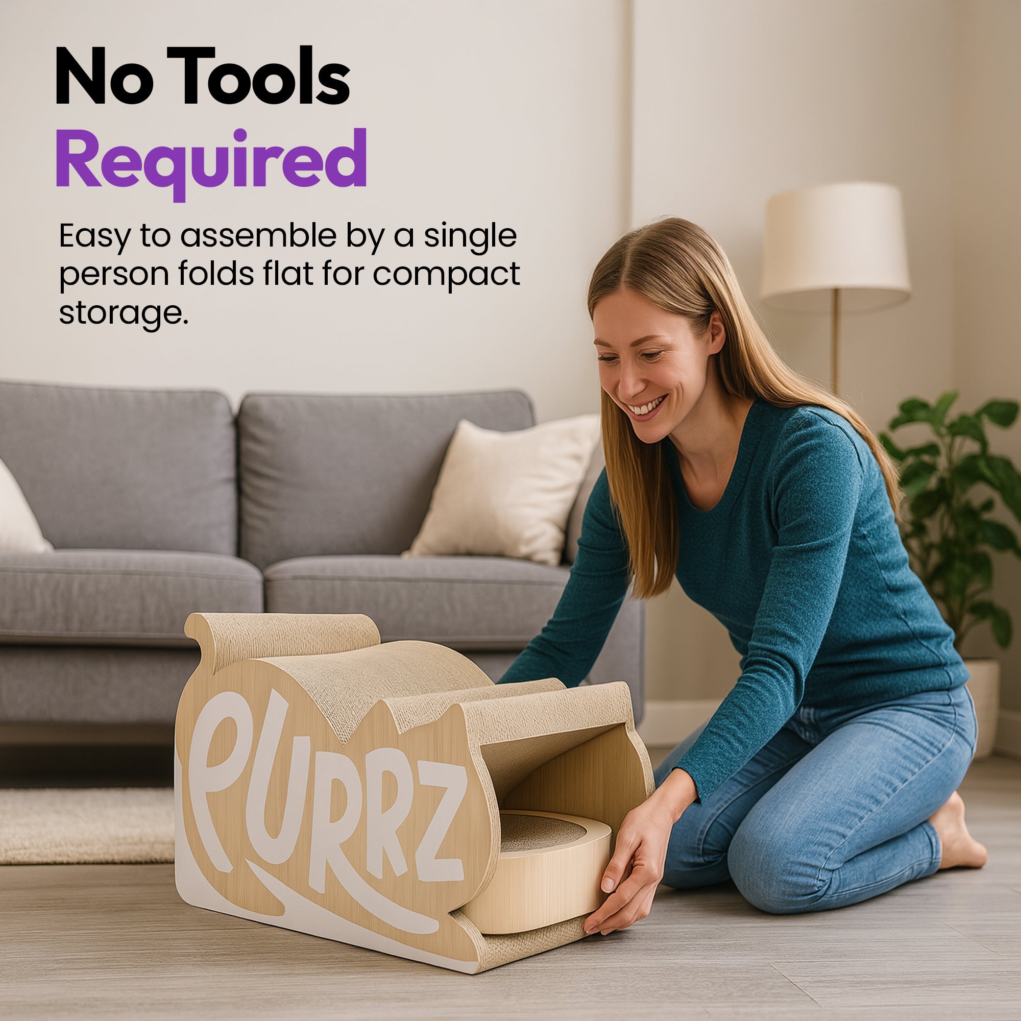 Túnel gigante para gatos, rascador con descanso y juego de bolas de lana