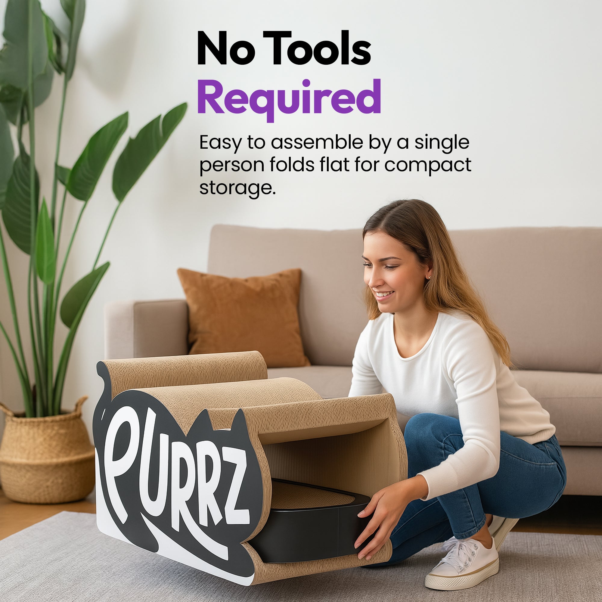 Túnel gigante para gatos, rascador con descanso y juego de bolas de lana