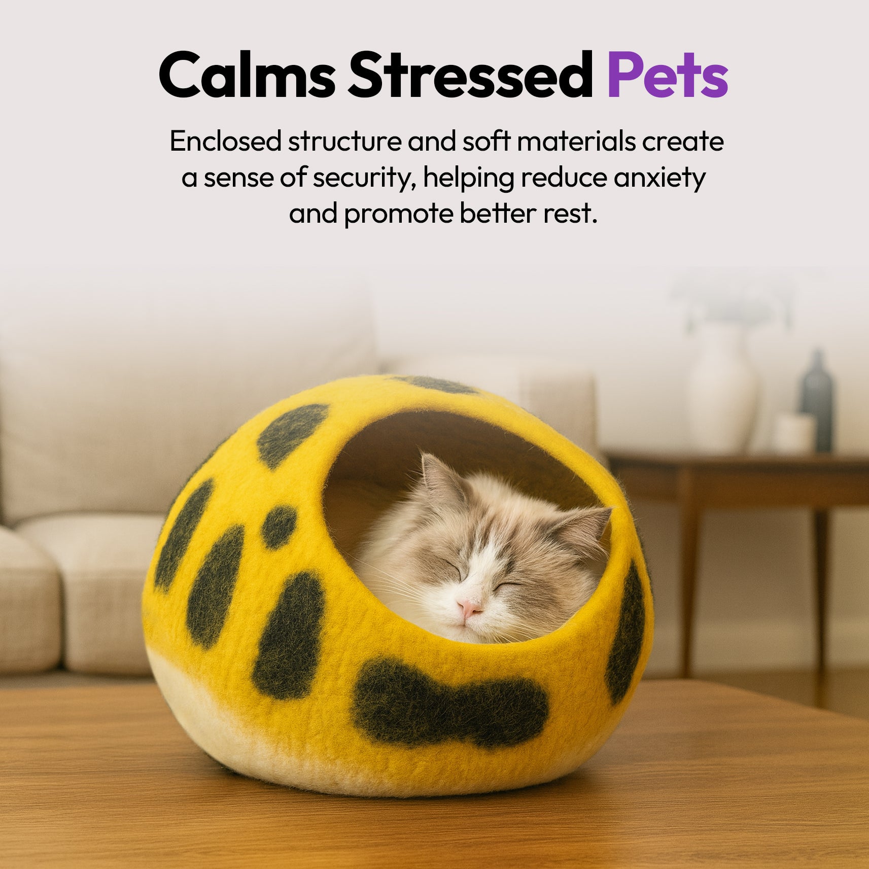 手作りメリノウールの洞窟（ヒョウ柄）