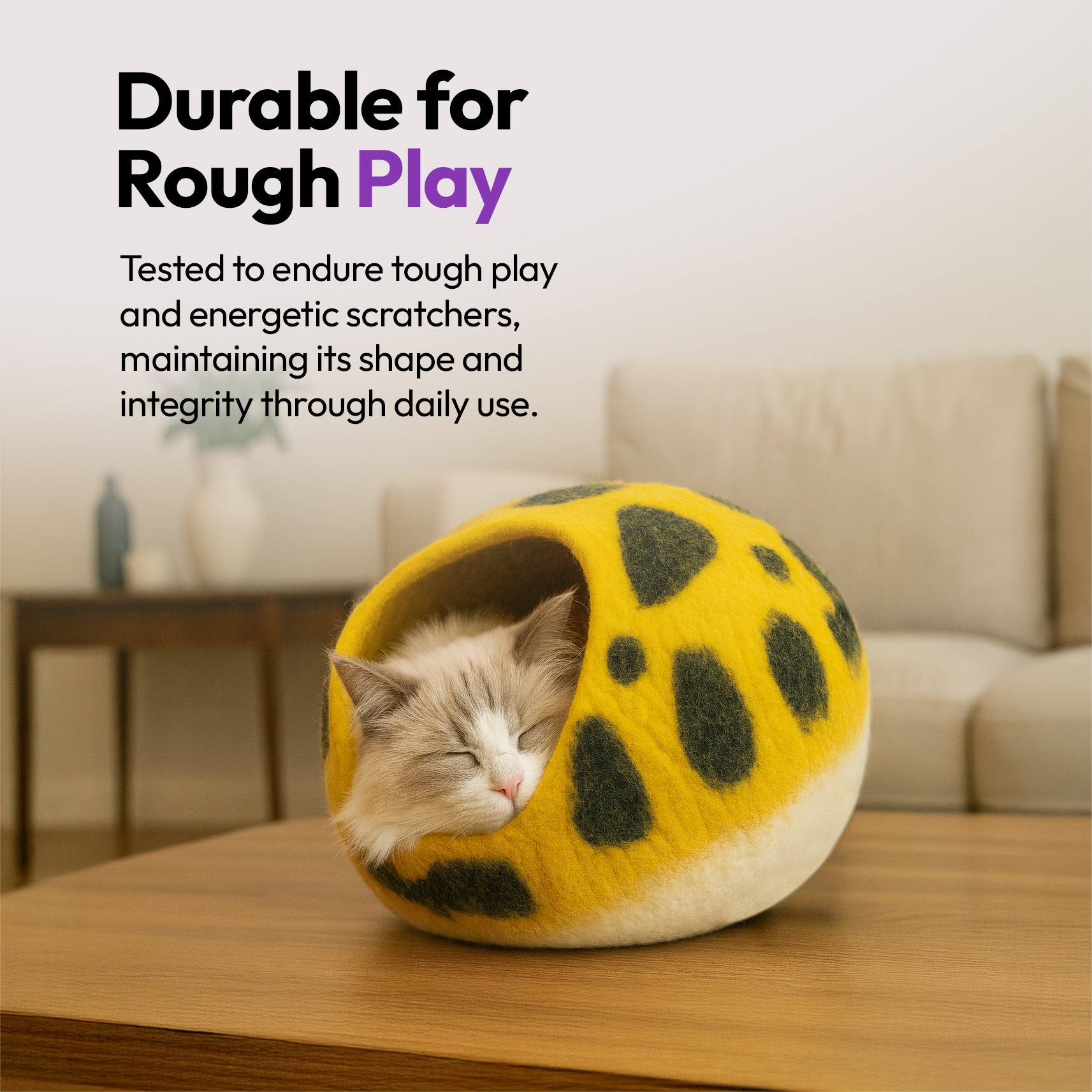 手作りメリノウールの洞窟（ヒョウ柄）