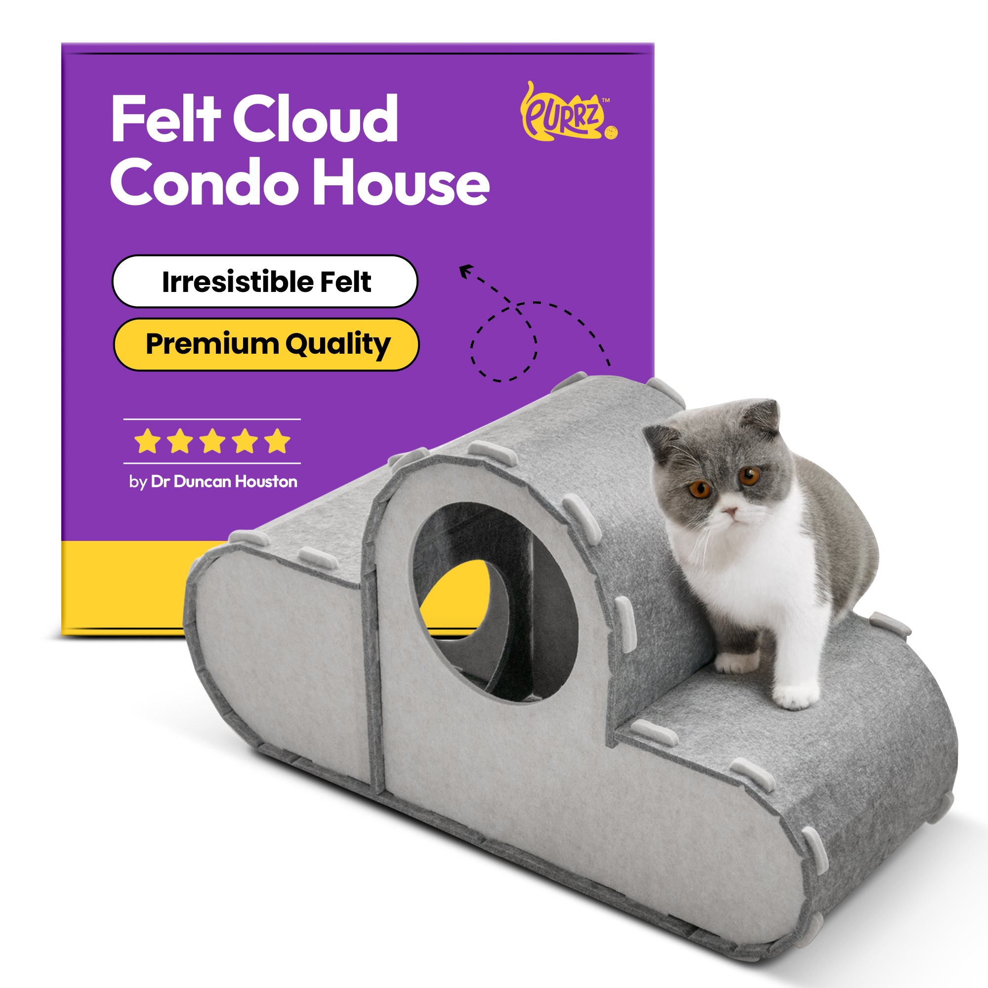 Cat Condo Cave House for Indoor Cats – Spacious Felt Cat Hideaway, Foldable and Detachable Modern Cat House – Perfect for Cats & Small Pets