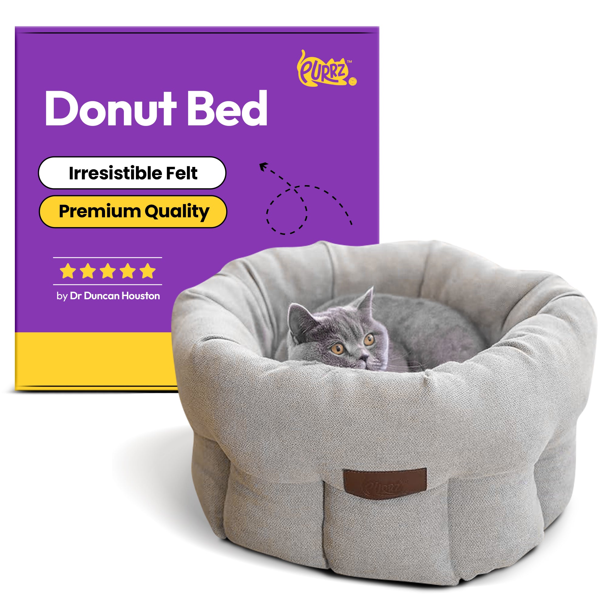 Washable Deluxe Cat Bed (Smoke Grey)