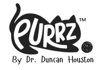 Logo of 'Purrz' by Dr. Duncan Houston with a stylized cat design.