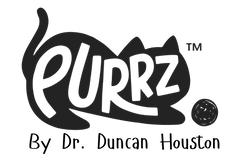 Logo of 'Purrz' by Dr. Duncan Houston with a stylized cat design.