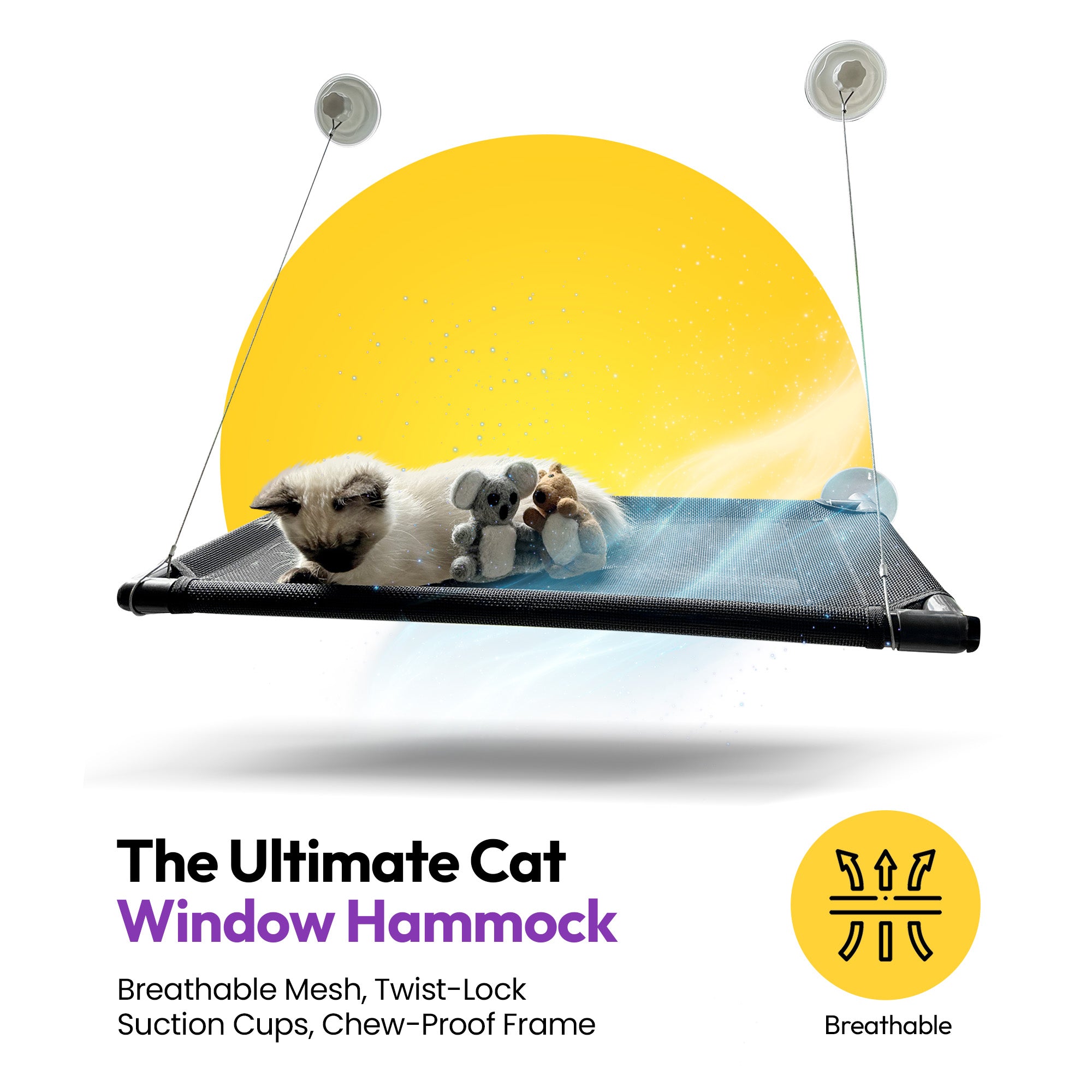 ぶらさげてくつろぐ猫用ハンモック