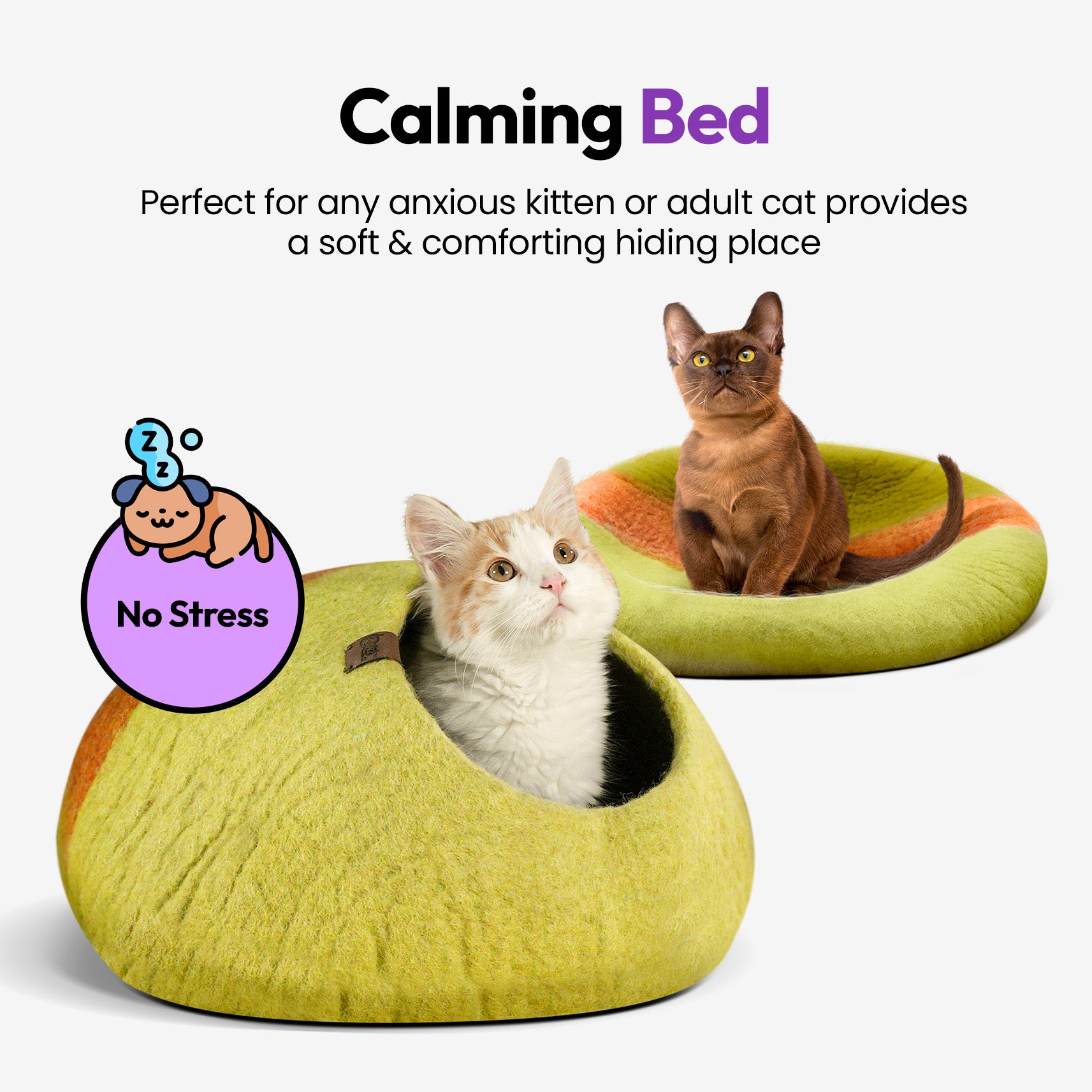 PURRZ Luxury Cat Cave | Natural Wool Felt Handmade Cat House, Cat Beds, Cat Condo, Cat Furniture, Cat Beds for Indoor Cats, Cat Houses for Indoor Cats, Cat Hideaway (GUMTREE)
