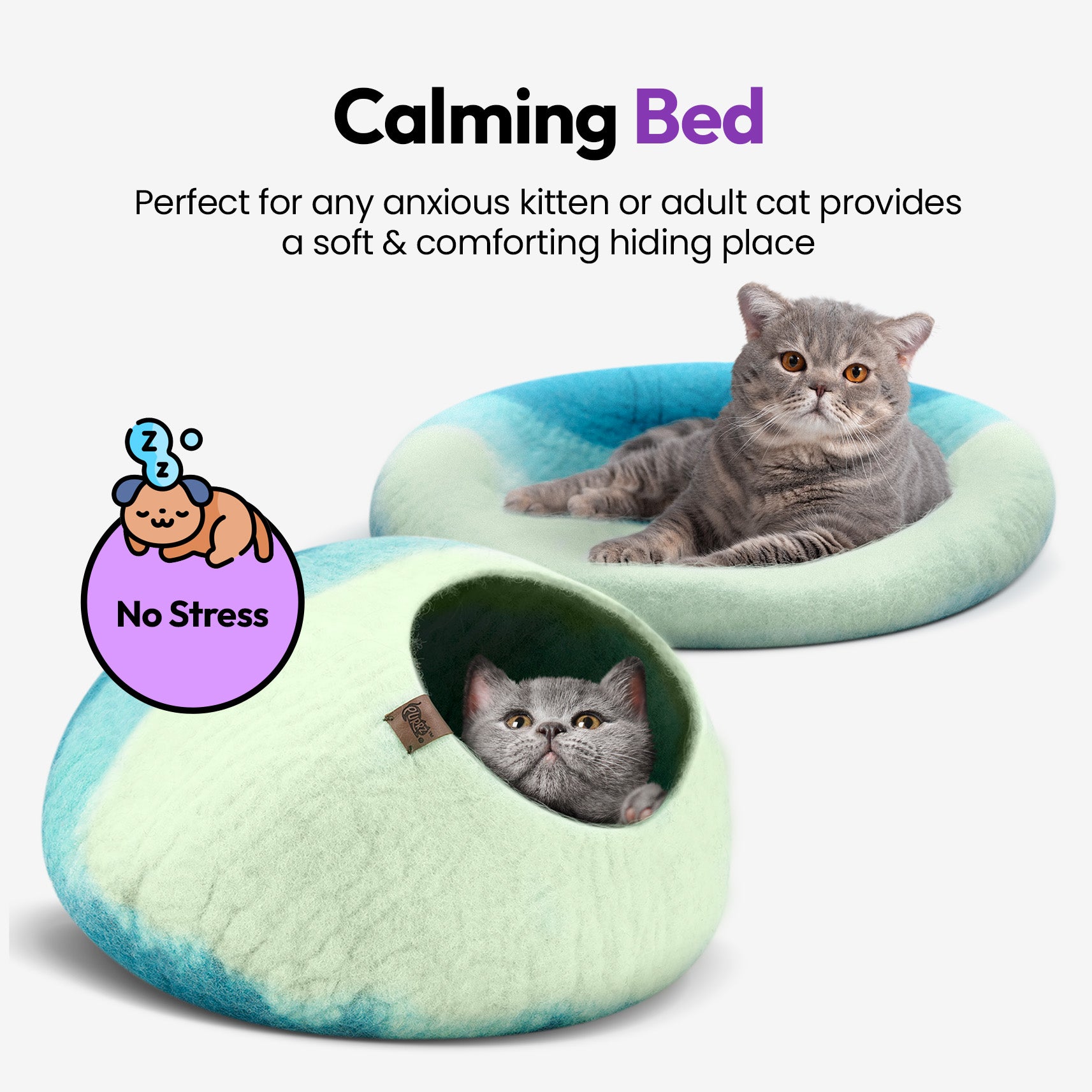 PURRZ Luxury Cat Cave | Natural Wool Felt Handmade Cat House, Cat Beds, Cat Condo, Cat Furniture, Cat Beds for Indoor Cats, Cat Houses for Indoor Cats, Cat Hideaway (SYDNEY)