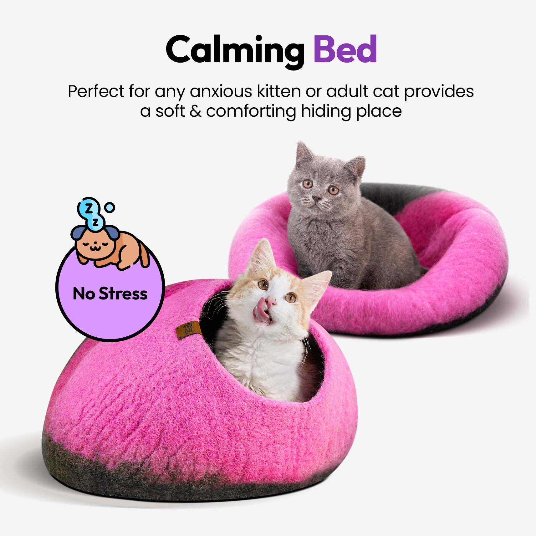 PURRZ Luxury Cat Cave | Natural Wool Felt Handmade Cat House, Cat Beds, Cat Condo, Cat Furniture, Cat Beds for Indoor Cats, Cat Houses for Indoor Cats, Cat Hideaway (GALAH)