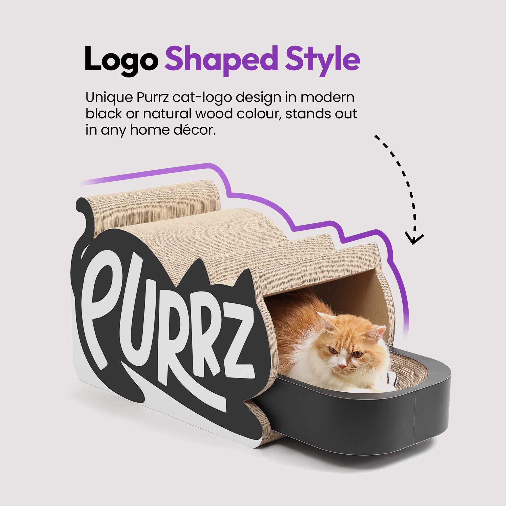 Cardboard Cat Logo Tunnel – Durable Cardboard Play Tunnel, Hideaway & Scratcher