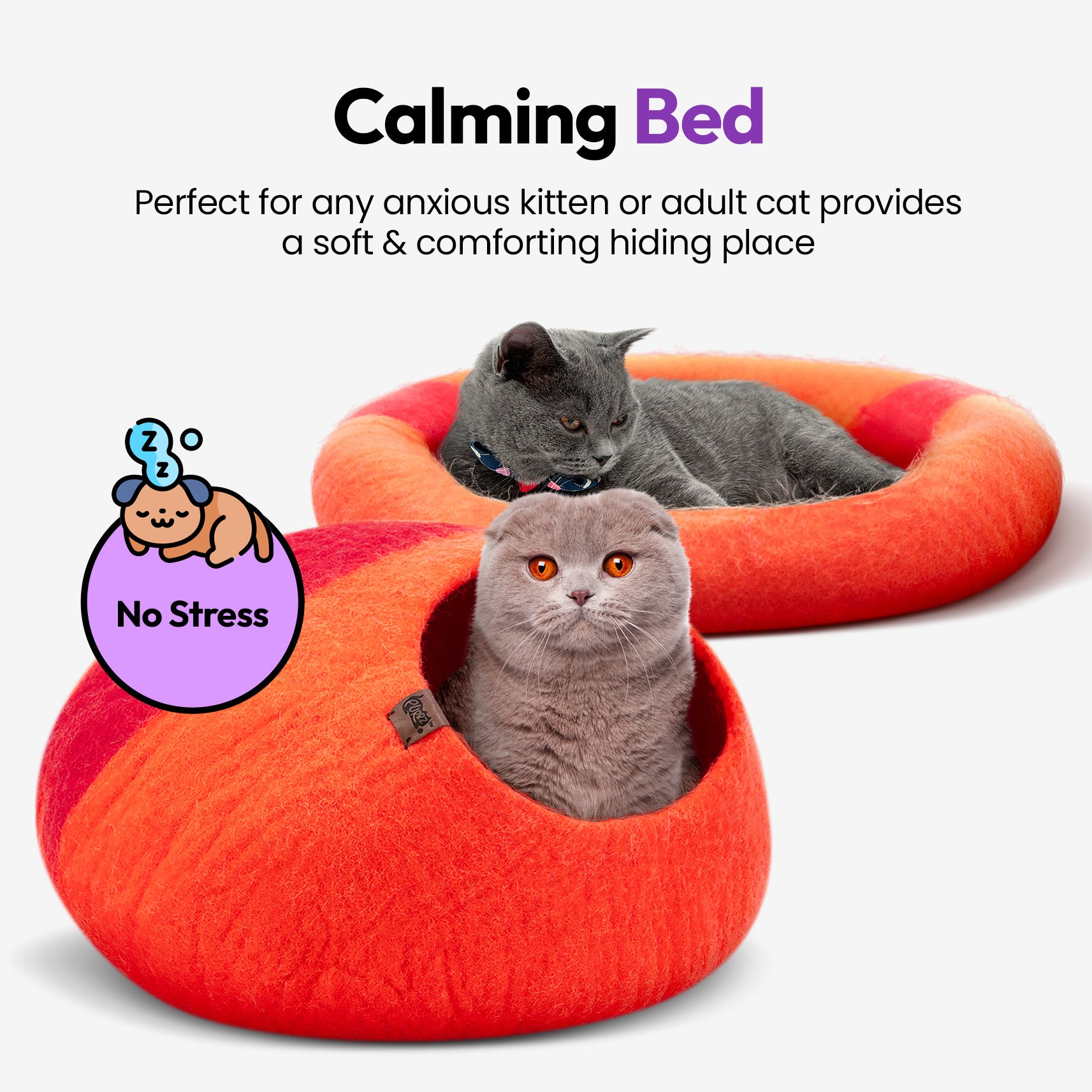 PURRZ Luxury Cat Cave | Natural Wool Felt Handmade Cat House, Cat Beds, Cat Condo, Cat Furniture, Cat Beds for Indoor Cats, Cat Houses for Indoor Cats, Cat Hideaway(ULURU)