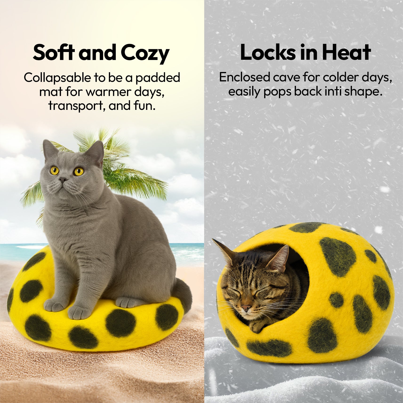 手作りメリノウールの洞窟（ヒョウ柄）