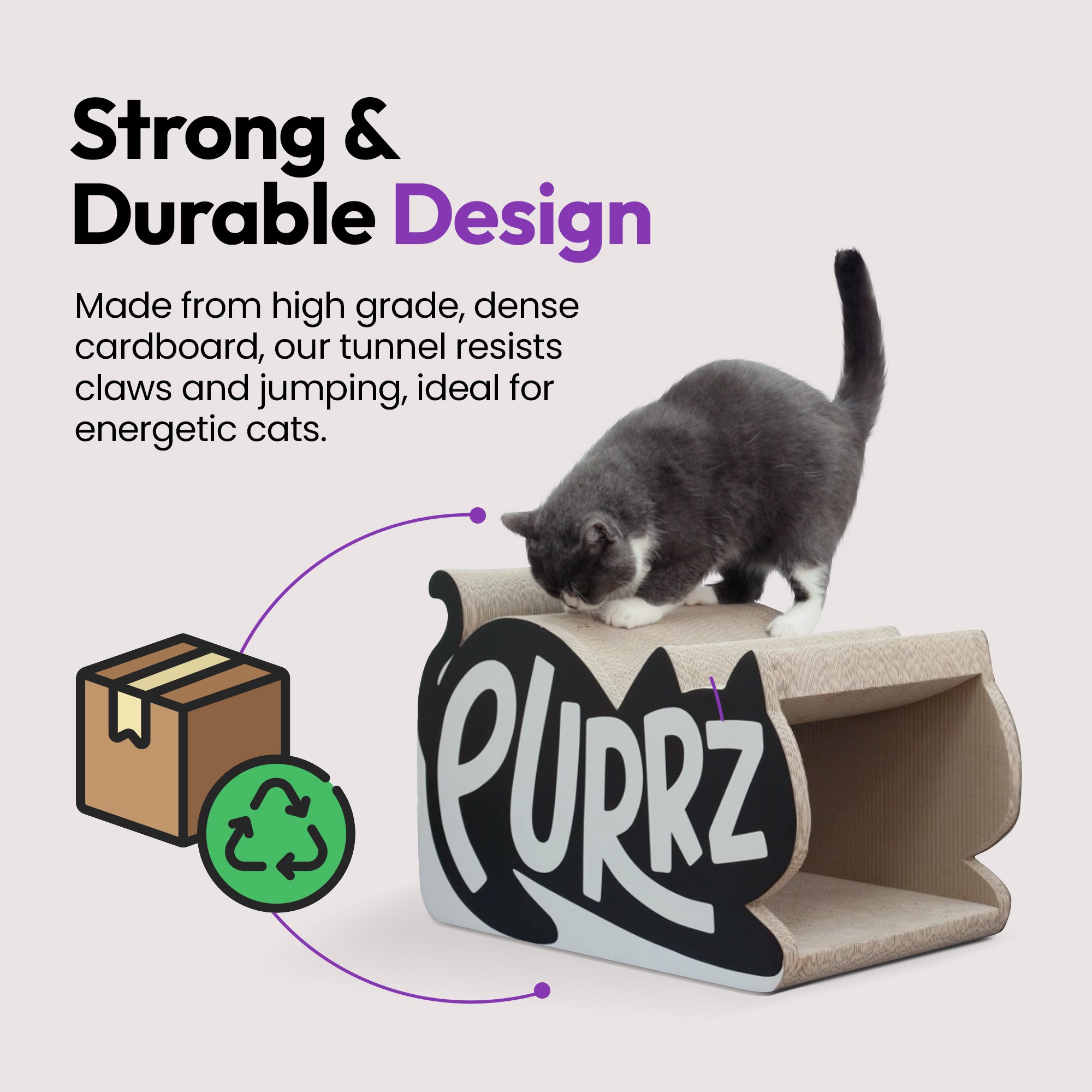 Túnel gigante para gatos, rascador con descanso y juego de bolas de lana