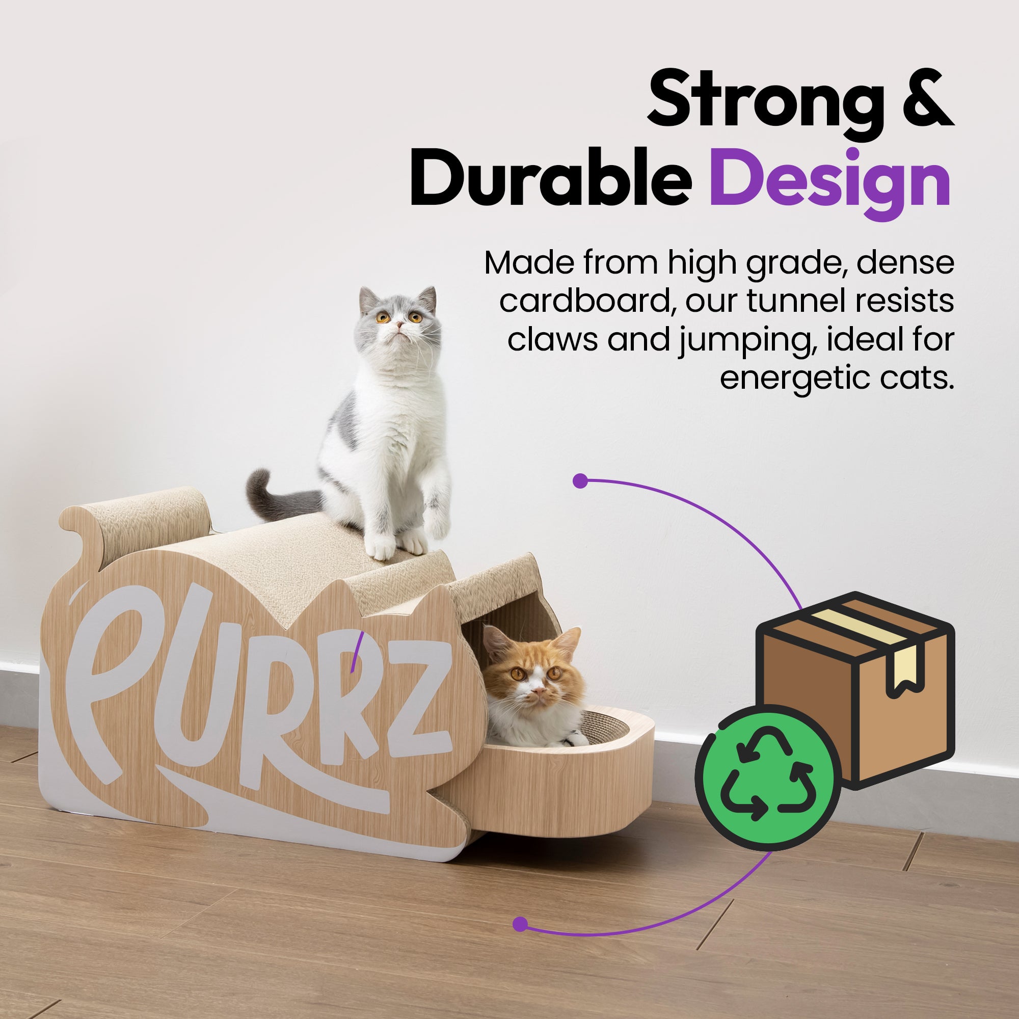 Túnel gigante para gatos, rascador con descanso y juego de bolas de lana