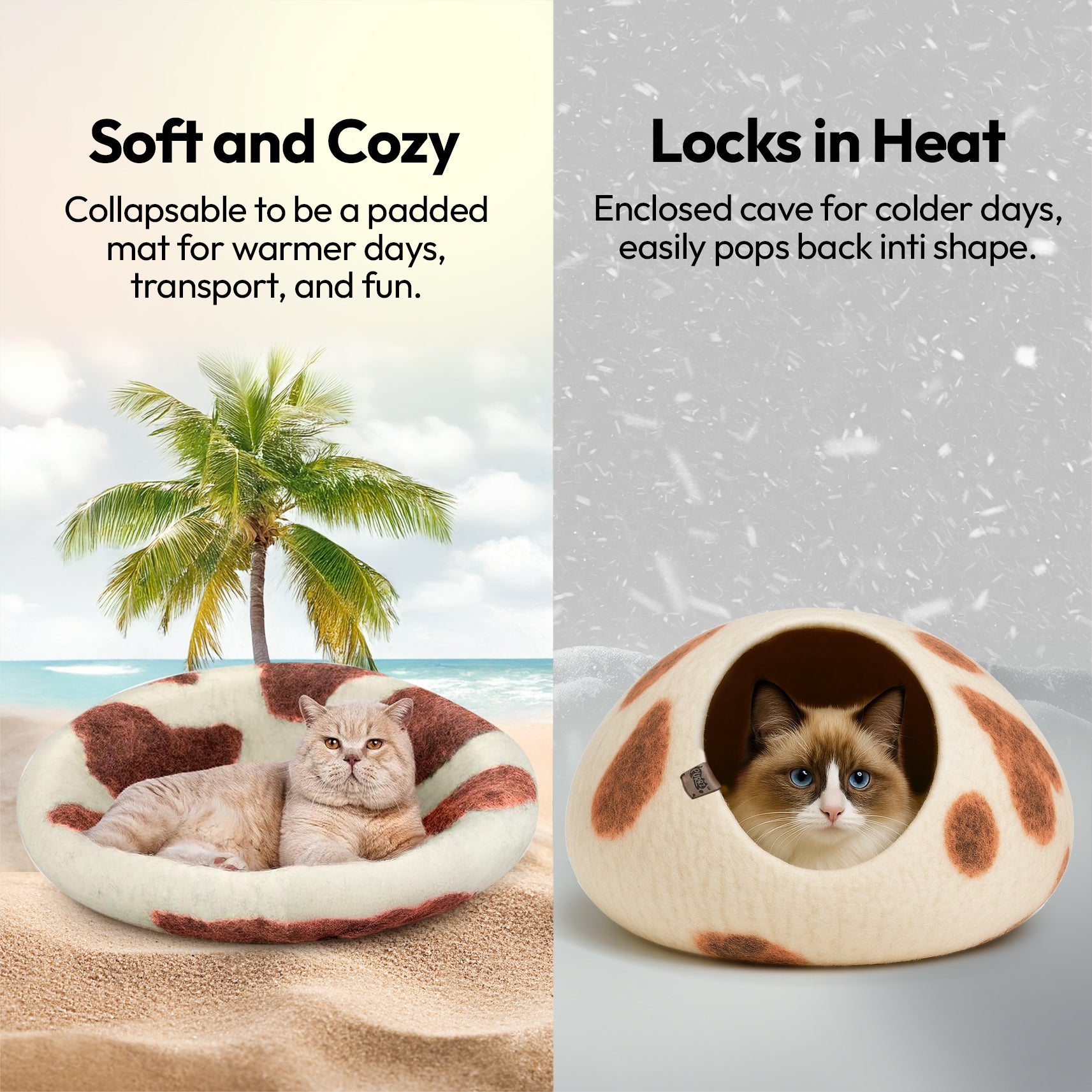 Cueva artesanal de lana merina (marrón vaca lechera)