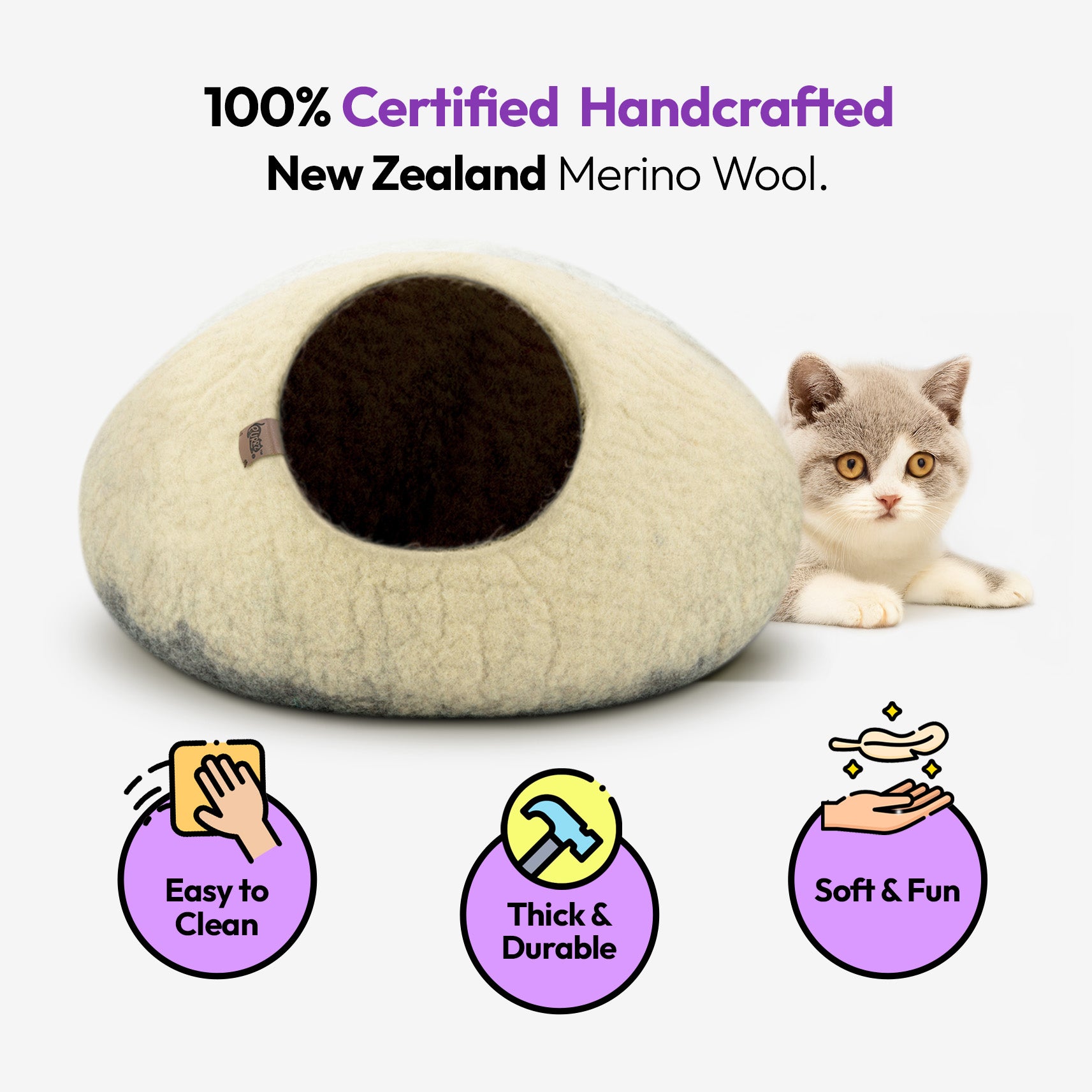 手作りメリノ羊毛の洞窟（コアラ）