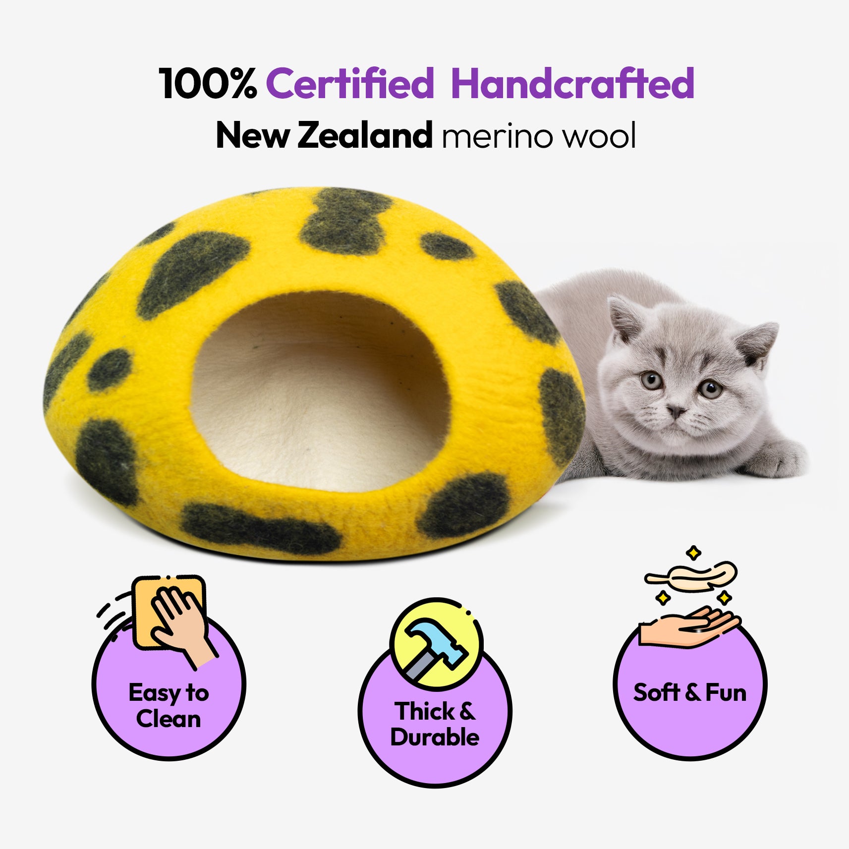 手作りメリノウールの洞窟（ヒョウ柄）