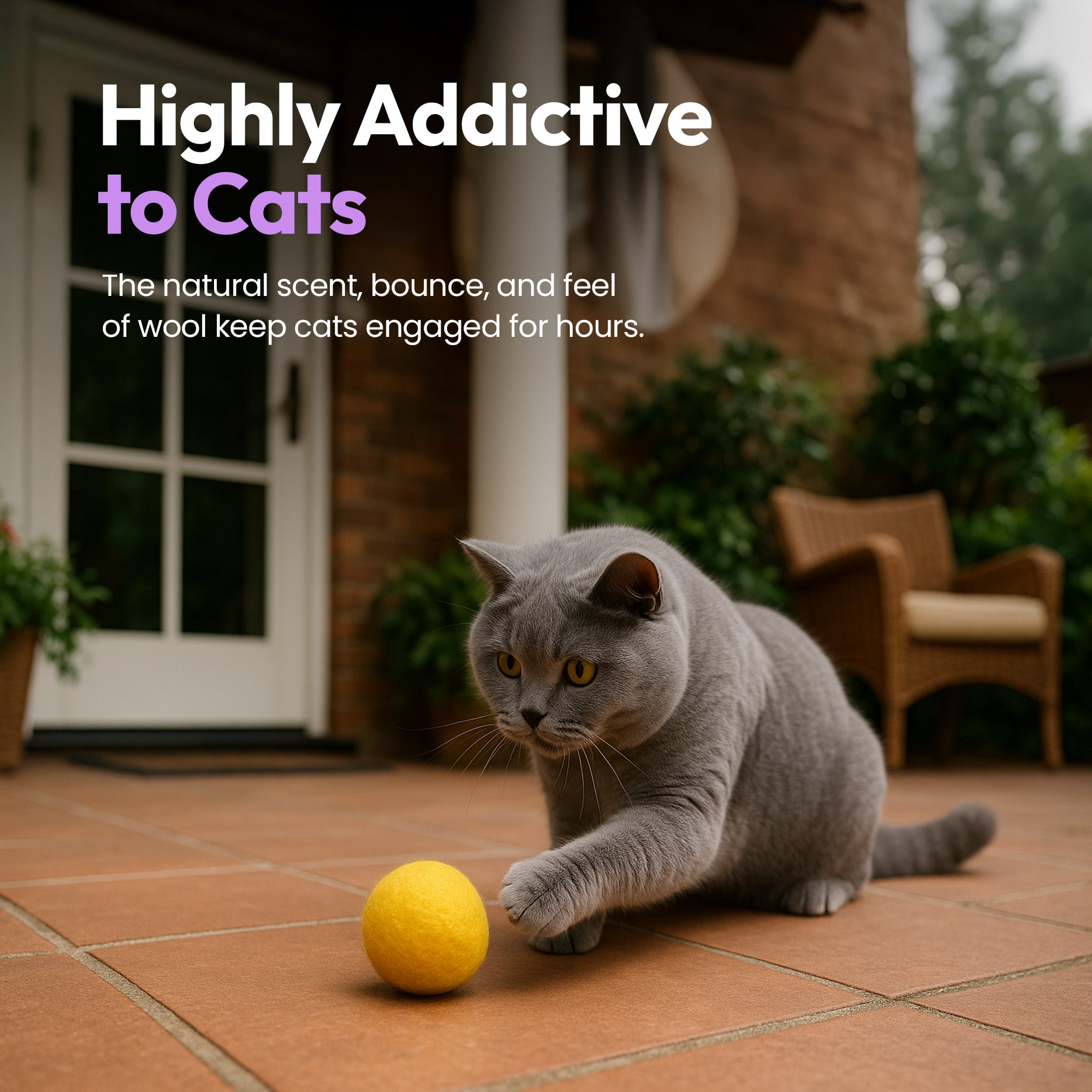 手作りメリノ羊毛の玉おもちゃセット – 8個入り