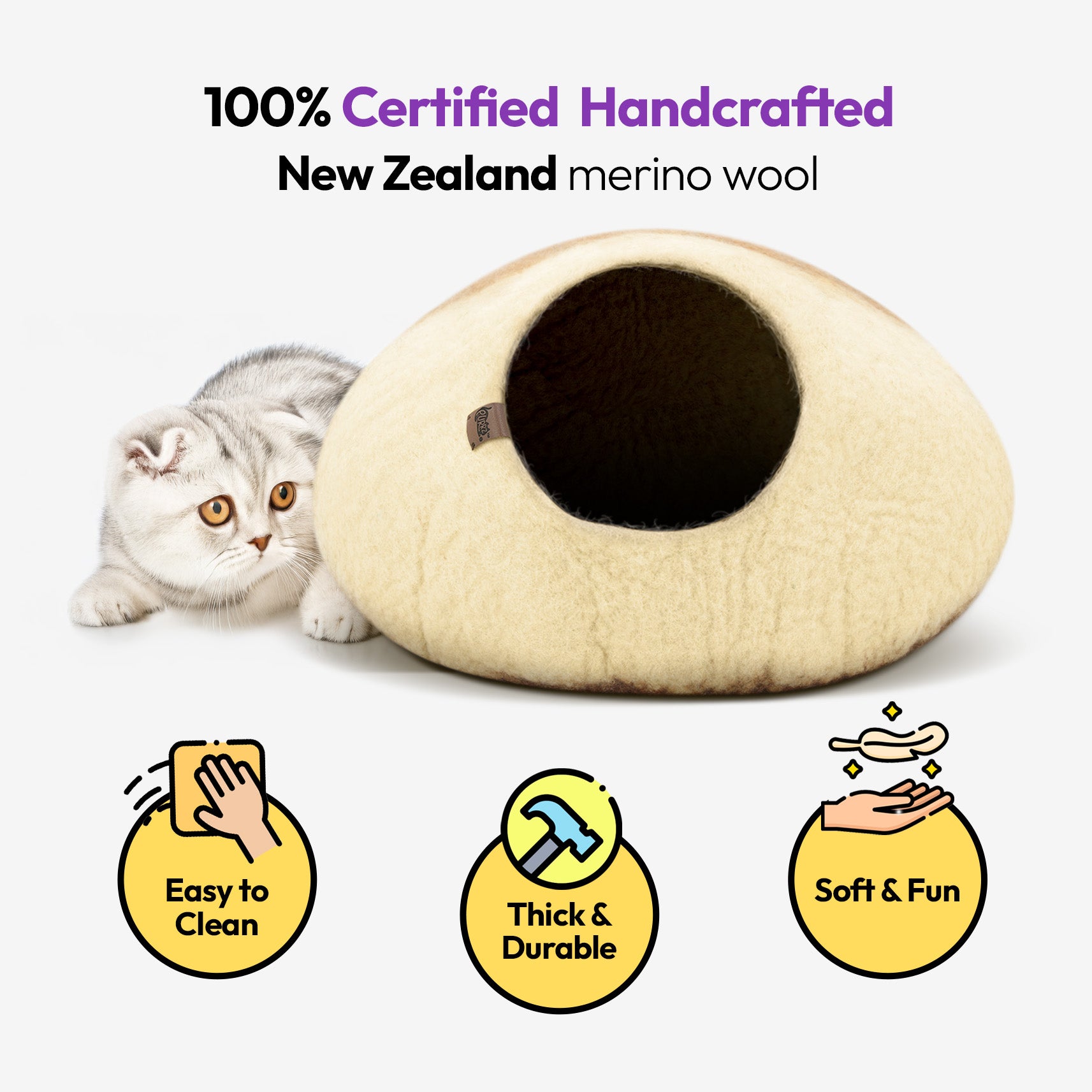 手工美利奴羊毛洞穴（袋鼠）