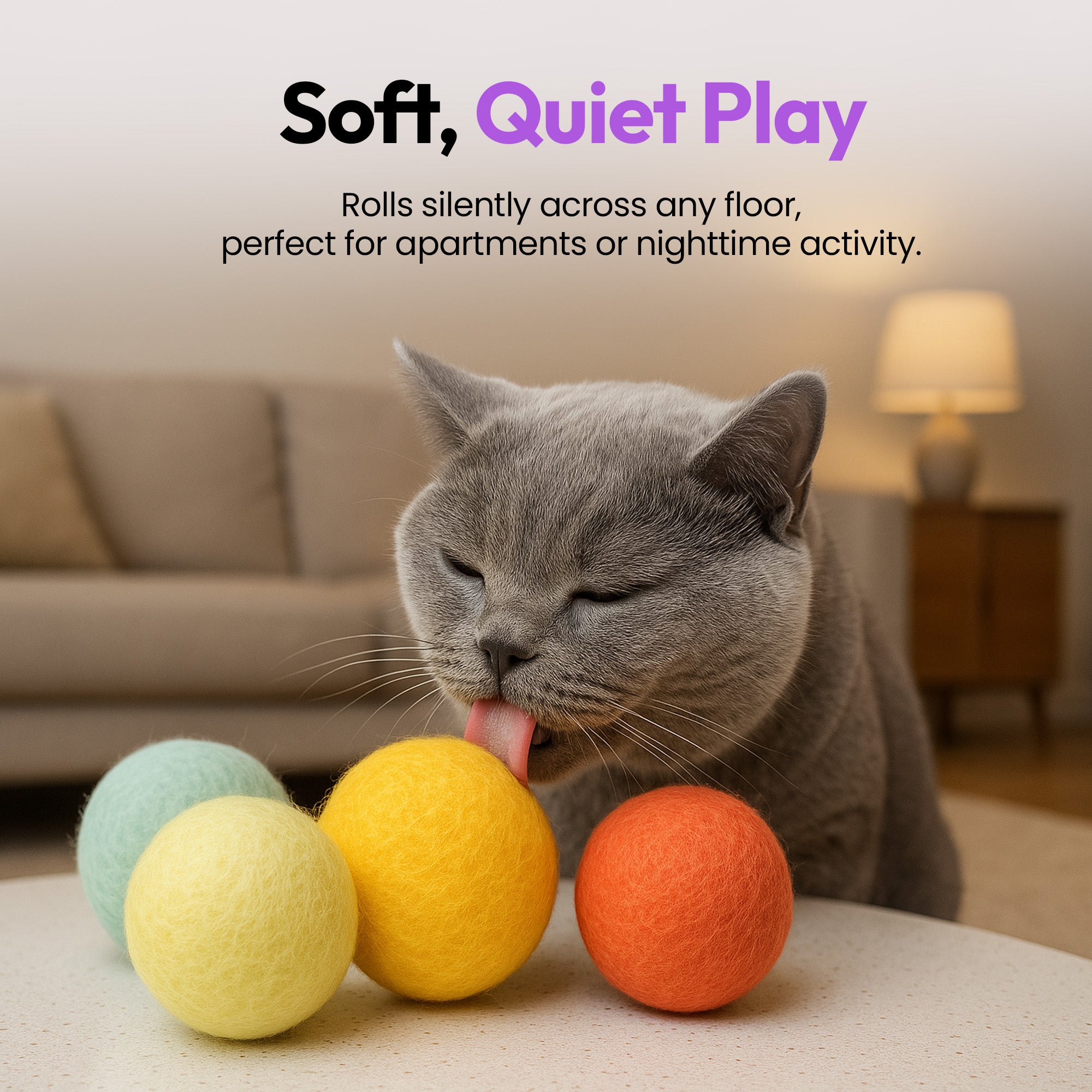 手作りメリノ羊毛の玉おもちゃセット – 8個入り