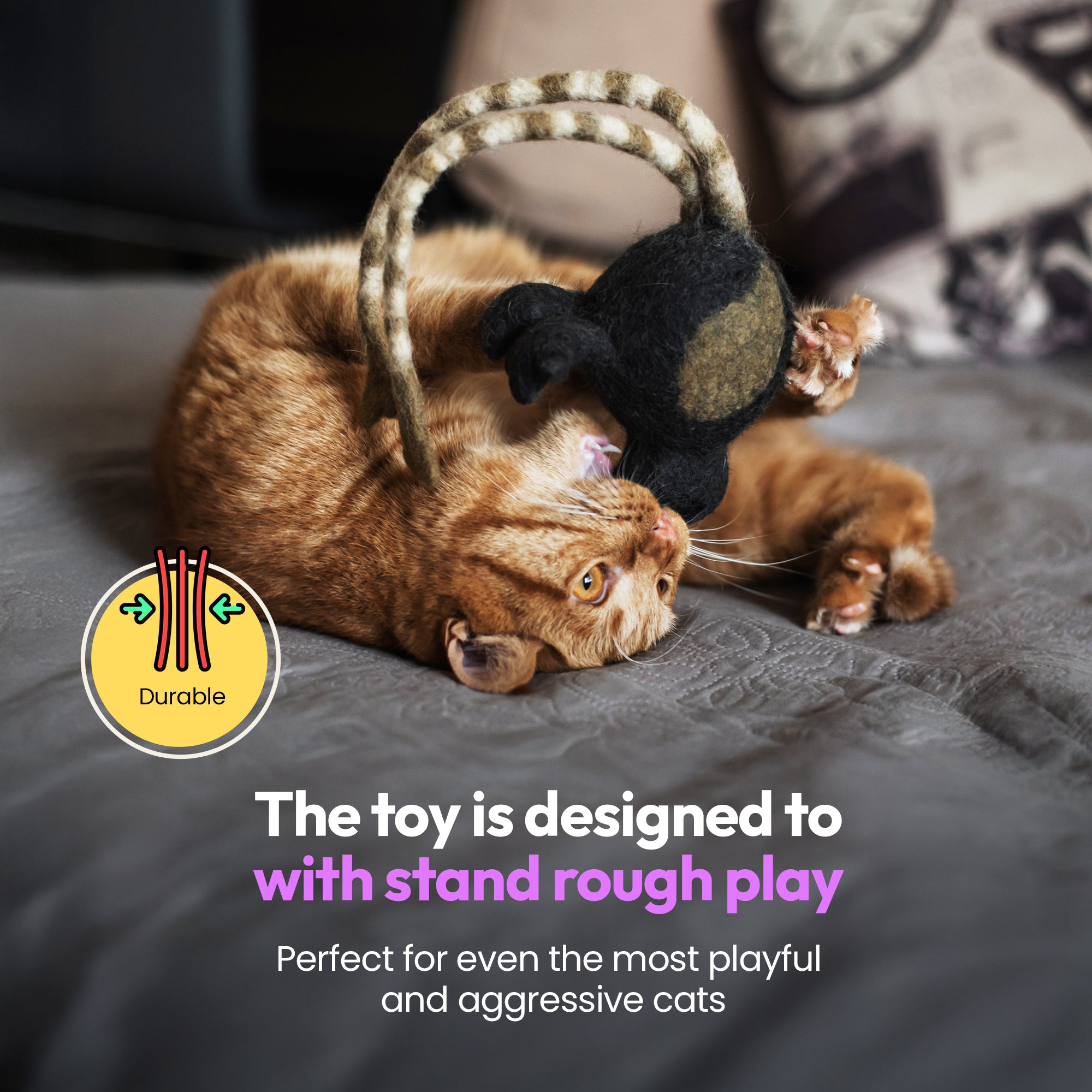 Handgefertigter Merinowoll-Kickball mit Lyrebird-Motiv