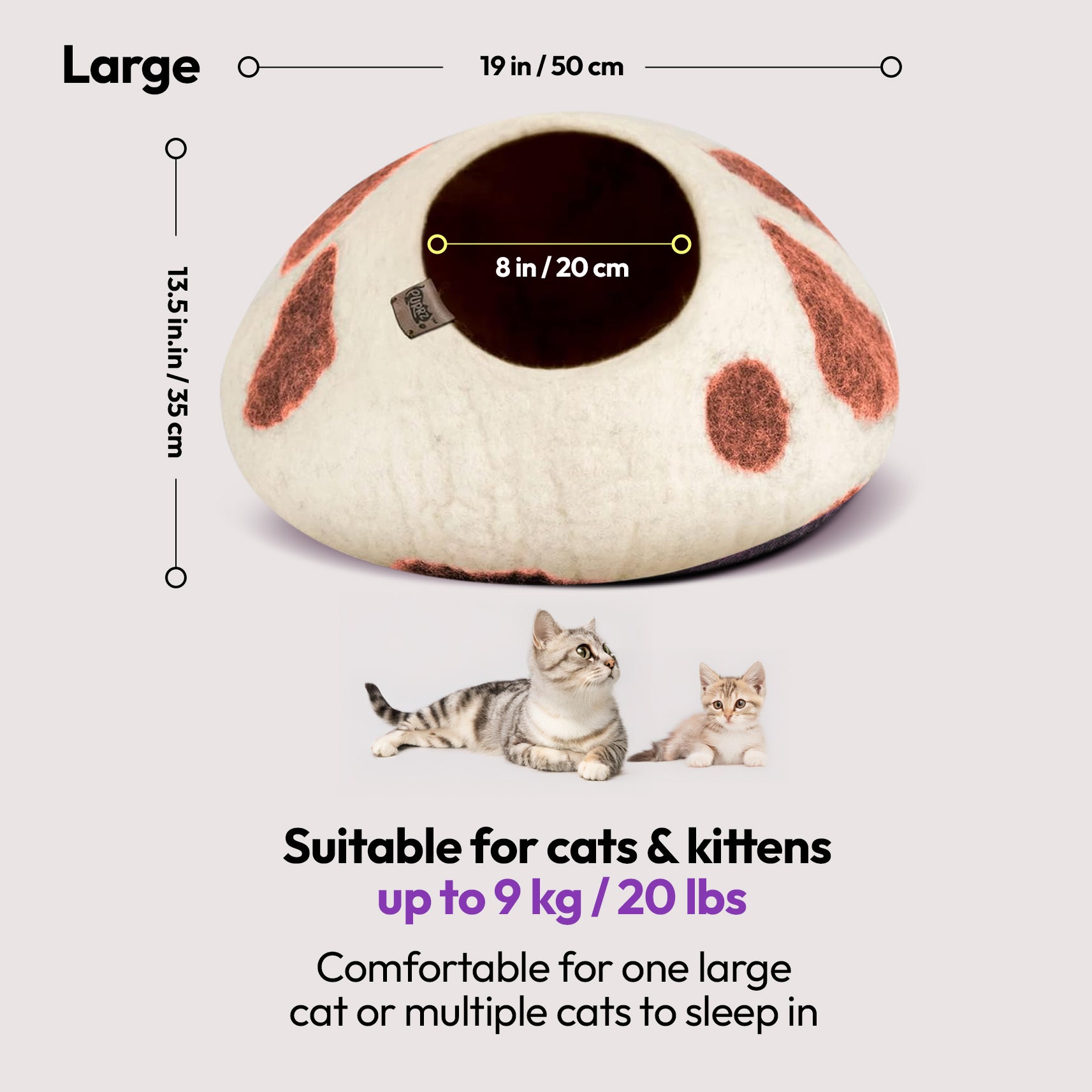 Cueva artesanal de lana merina (marrón vaca lechera)