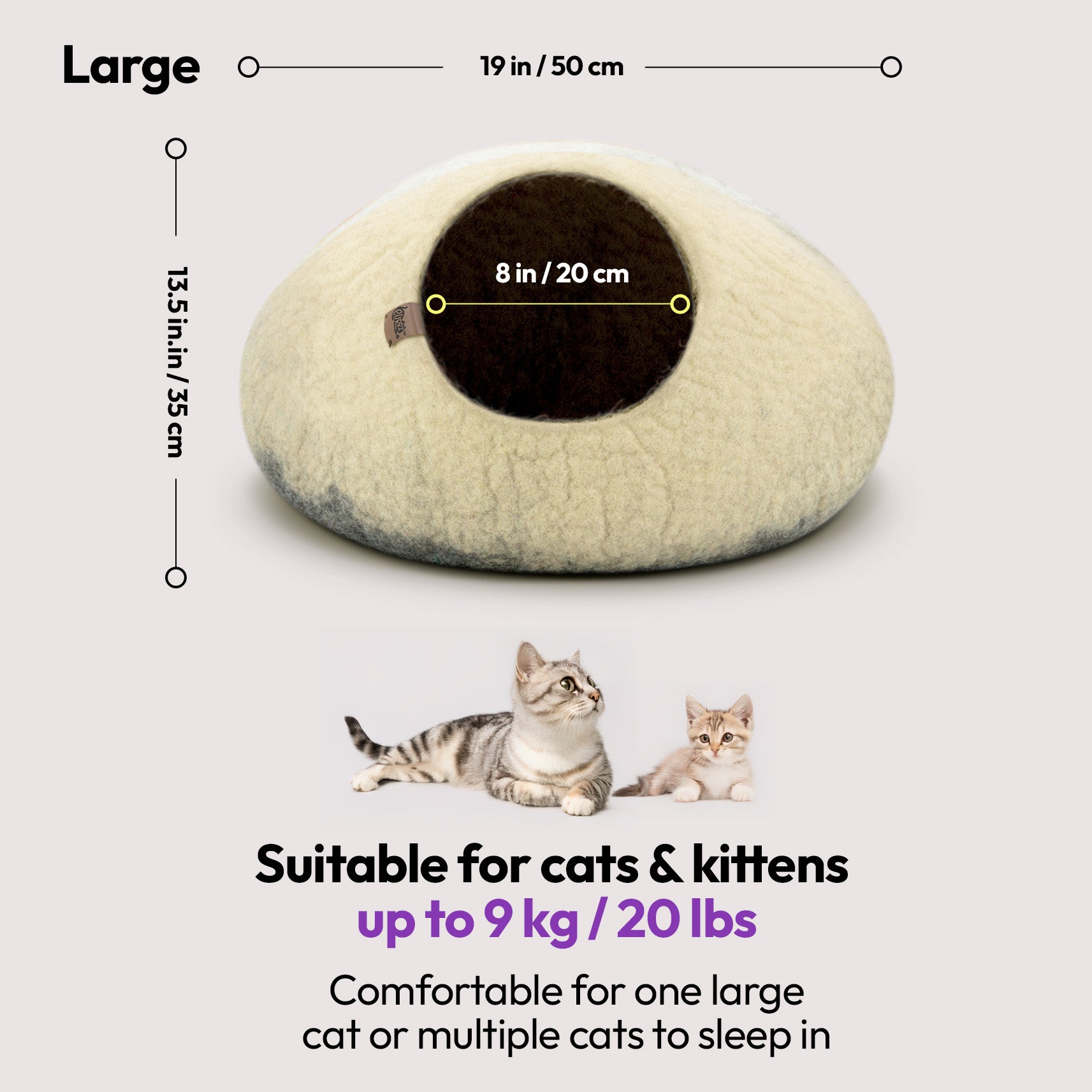 手作りメリノ羊毛の洞窟（コアラ）