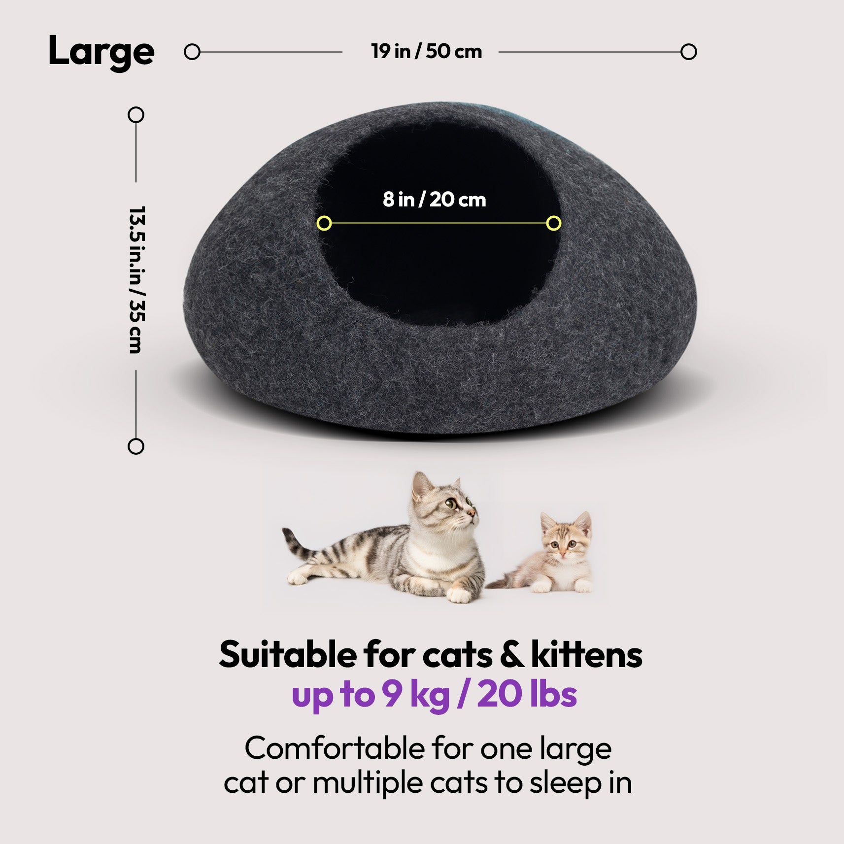 手作りメリノ羊毛の洞窟（エミュー）