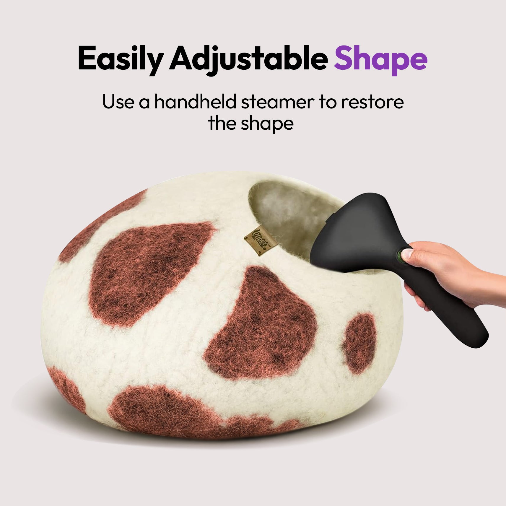 Cueva artesanal de lana merina (marrón vaca lechera)