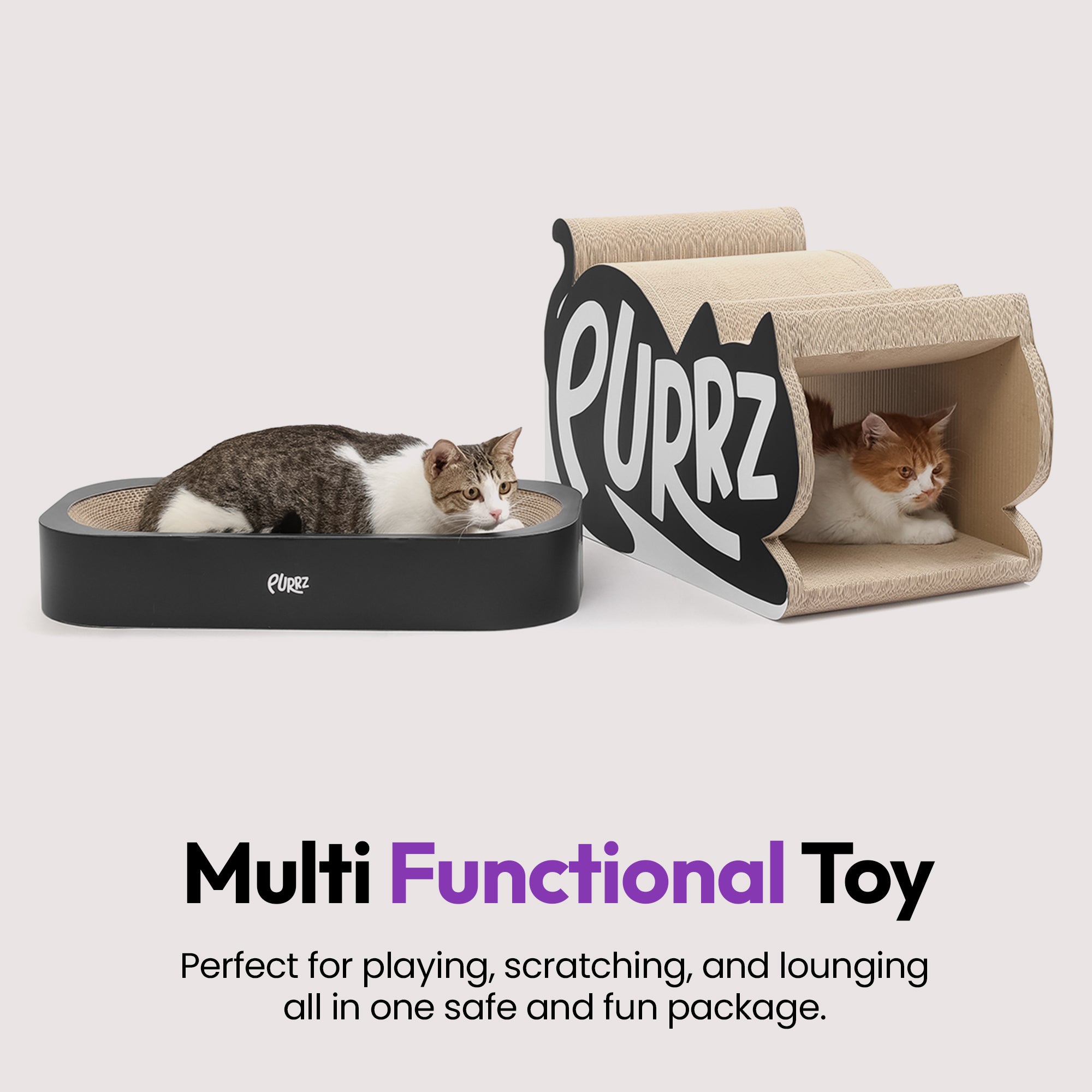 Túnel gigante para gatos, rascador con descanso y juego de bolas de lana