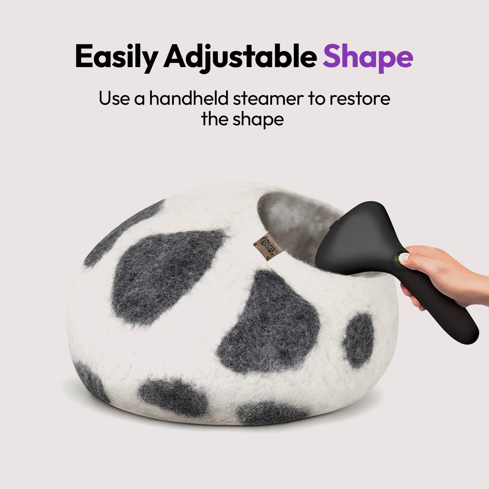 手作りメリノ羊毛の洞窟（乳牛）