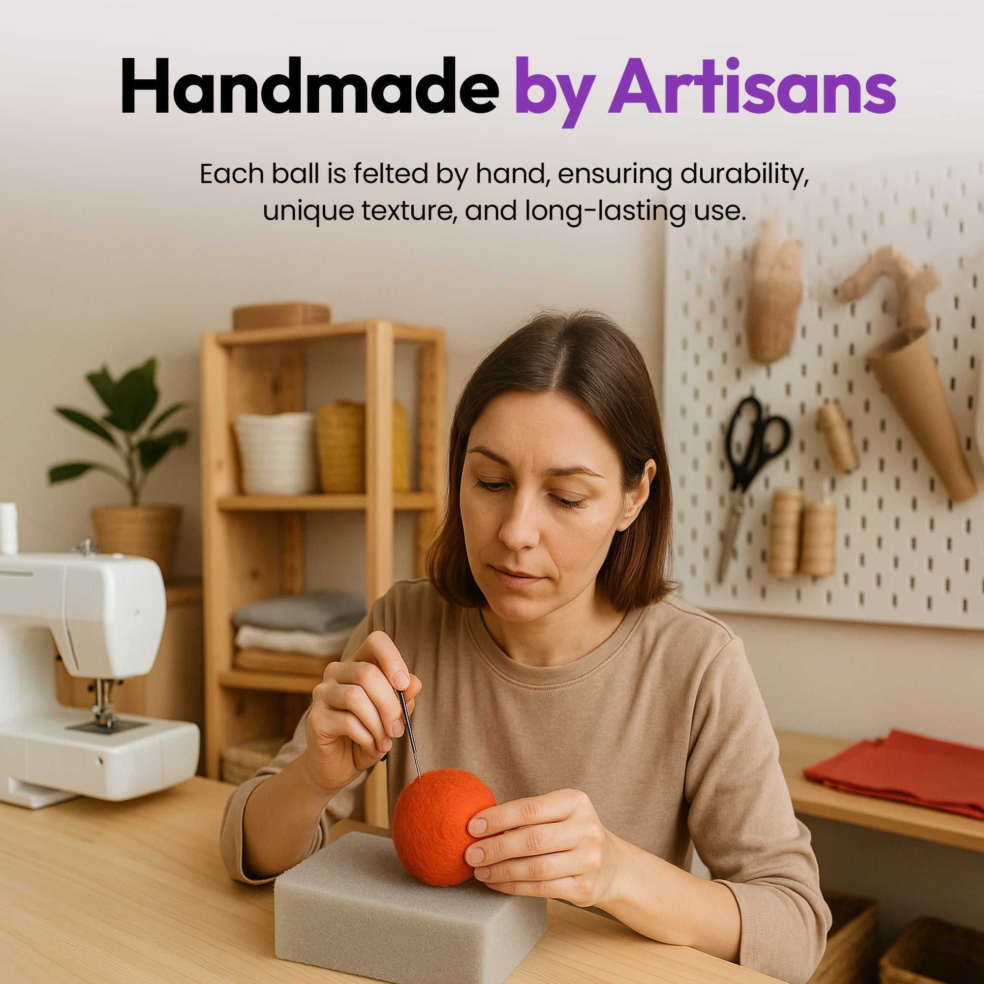 手作りメリノ羊毛の玉おもちゃセット – 8個入り