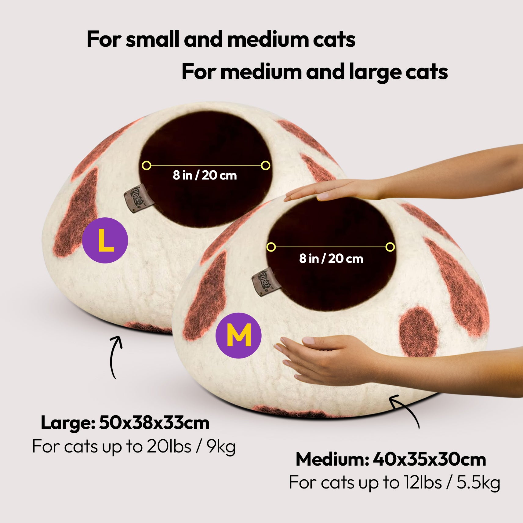 Cueva artesanal de lana merina (marrón vaca lechera)