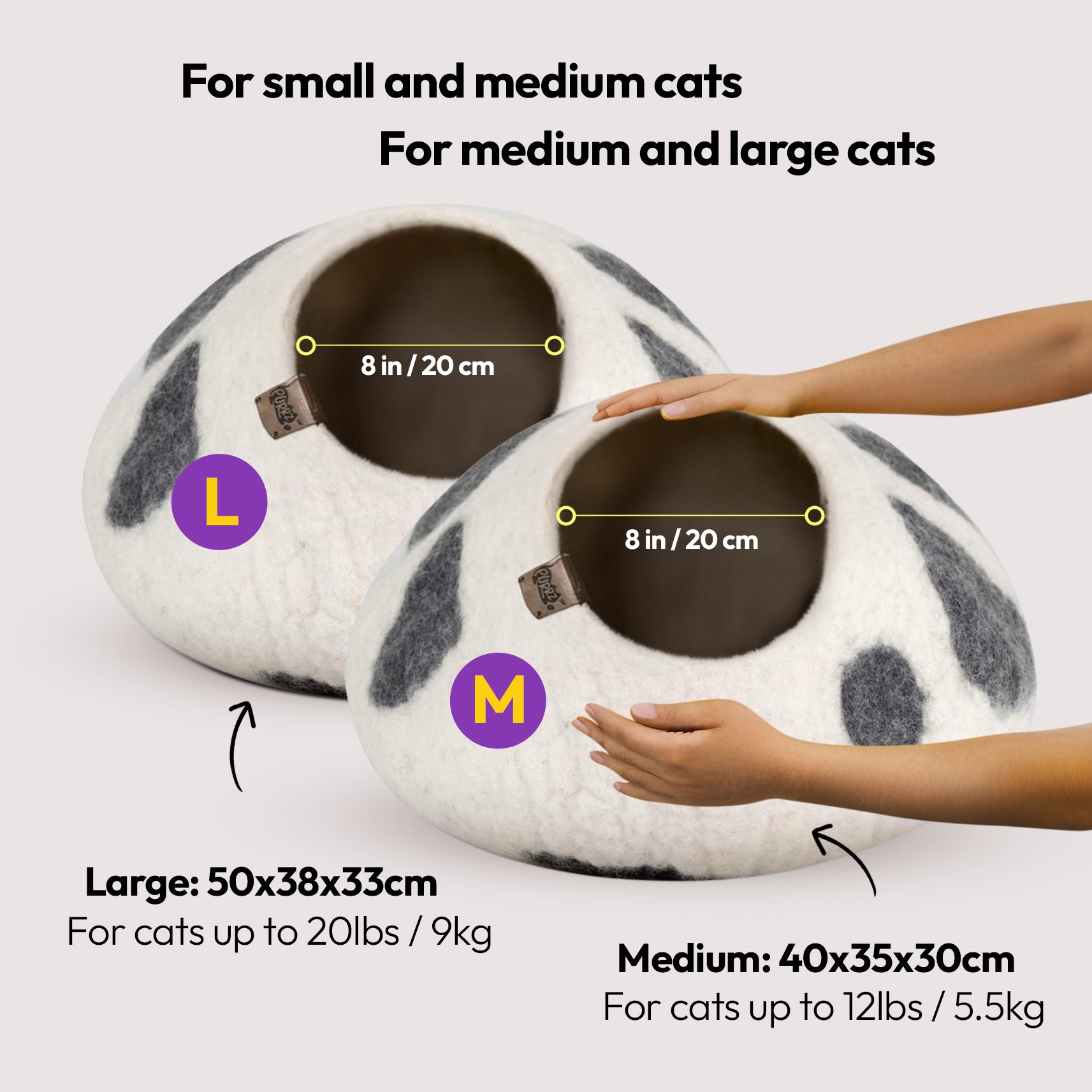 手作りメリノ羊毛の洞窟（乳牛）