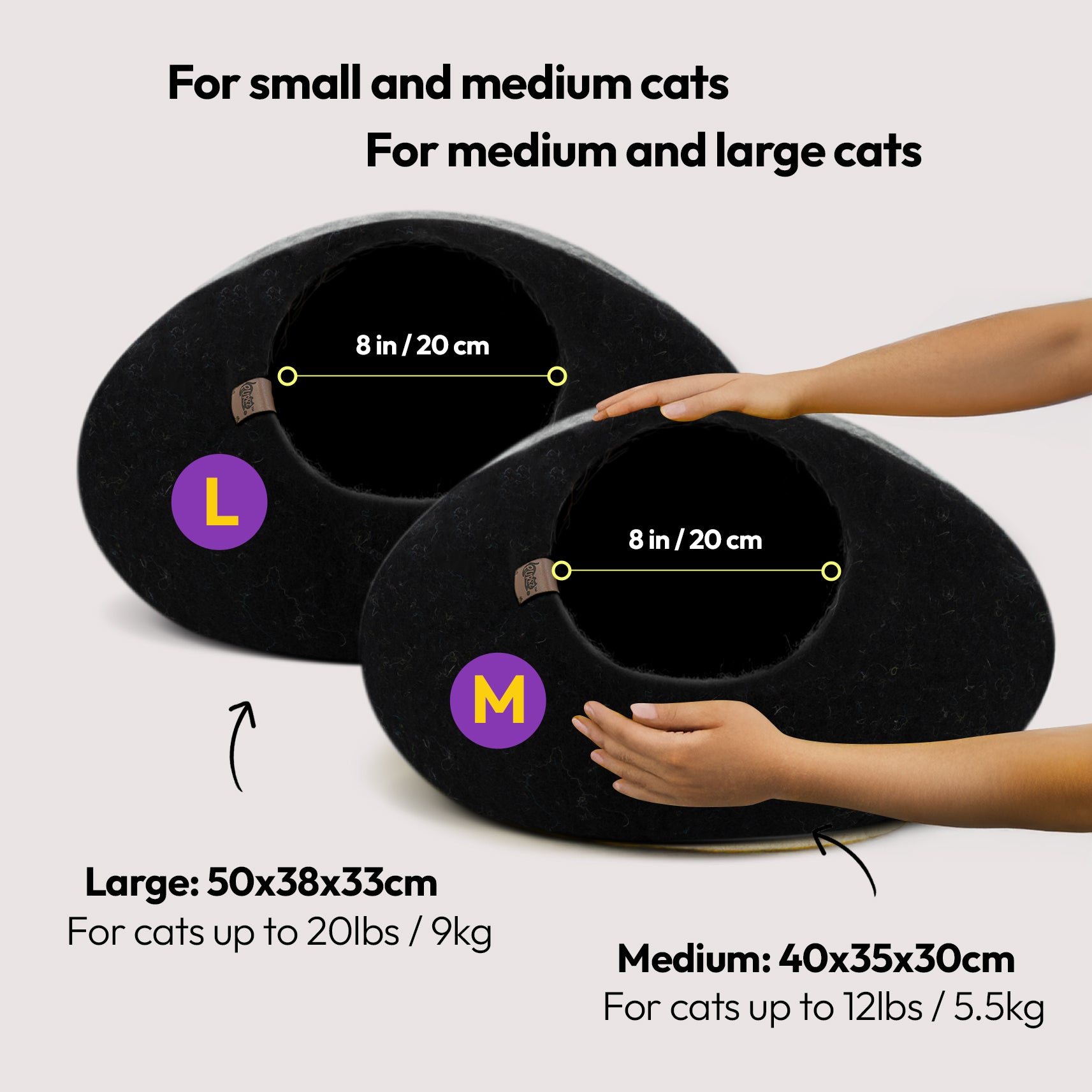 手作りメリノ羊毛の洞窟（タスマニアデビル）