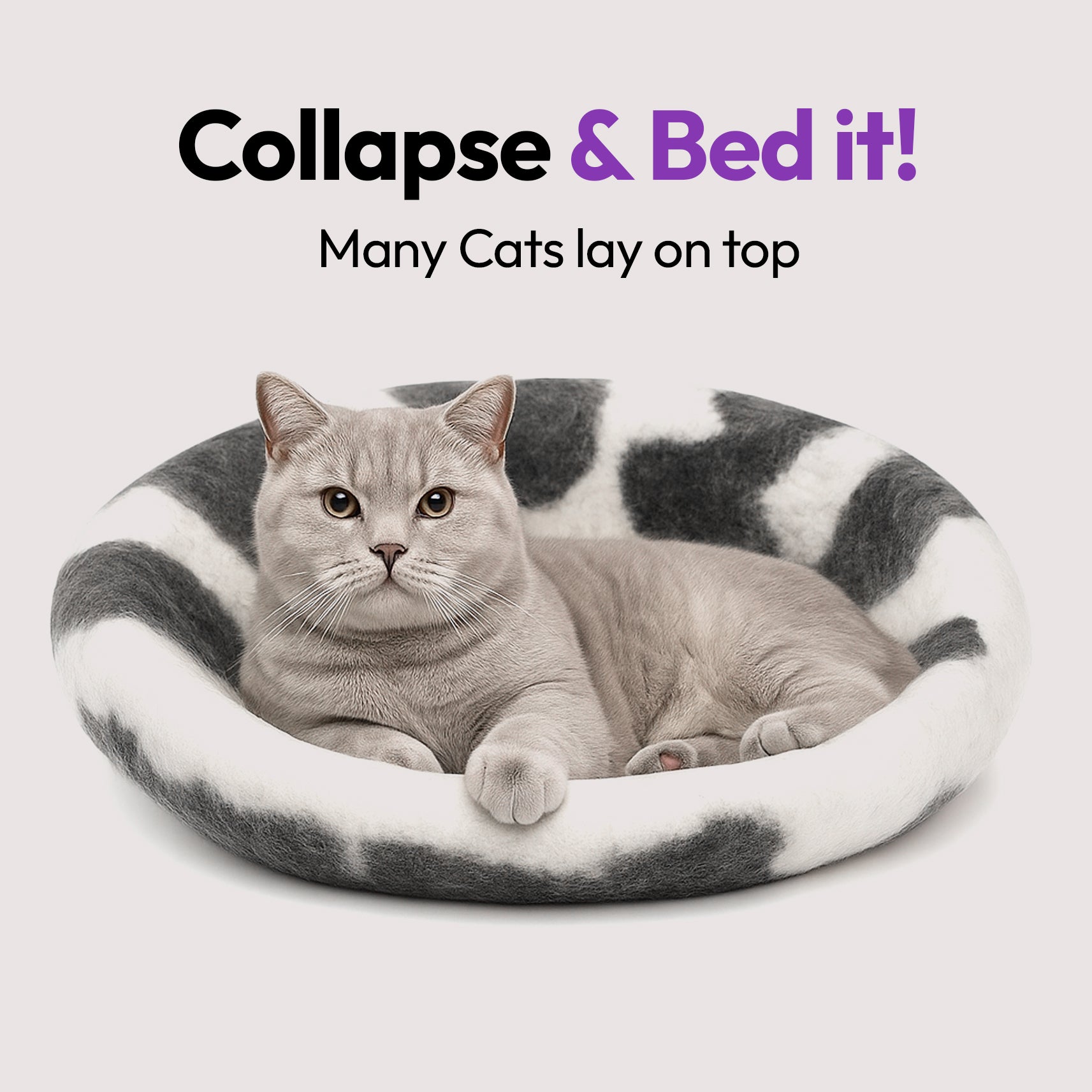 手作りメリノ羊毛の洞窟（乳牛）