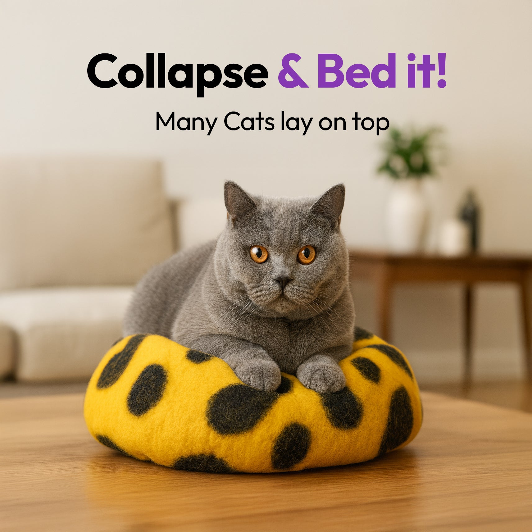 手作りメリノウールの洞窟（ヒョウ柄）