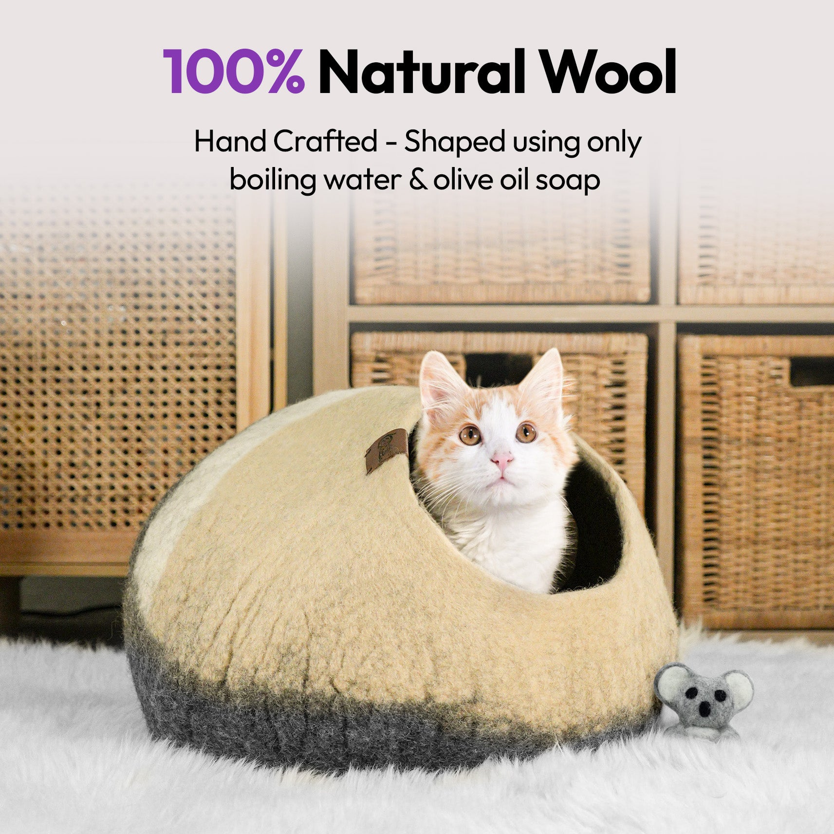 手作りメリノ羊毛の洞窟（コアラ）