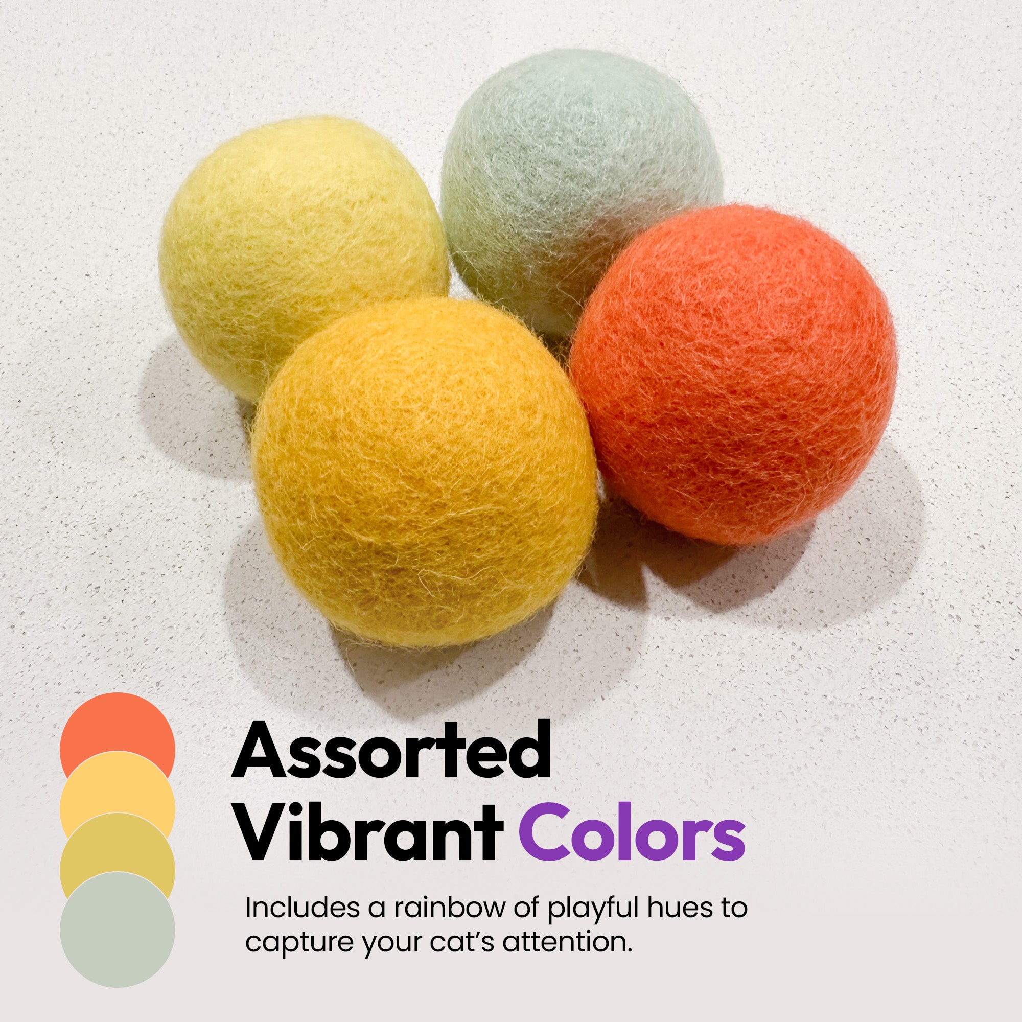 手作りメリノ羊毛の玉おもちゃセット – 8個入り