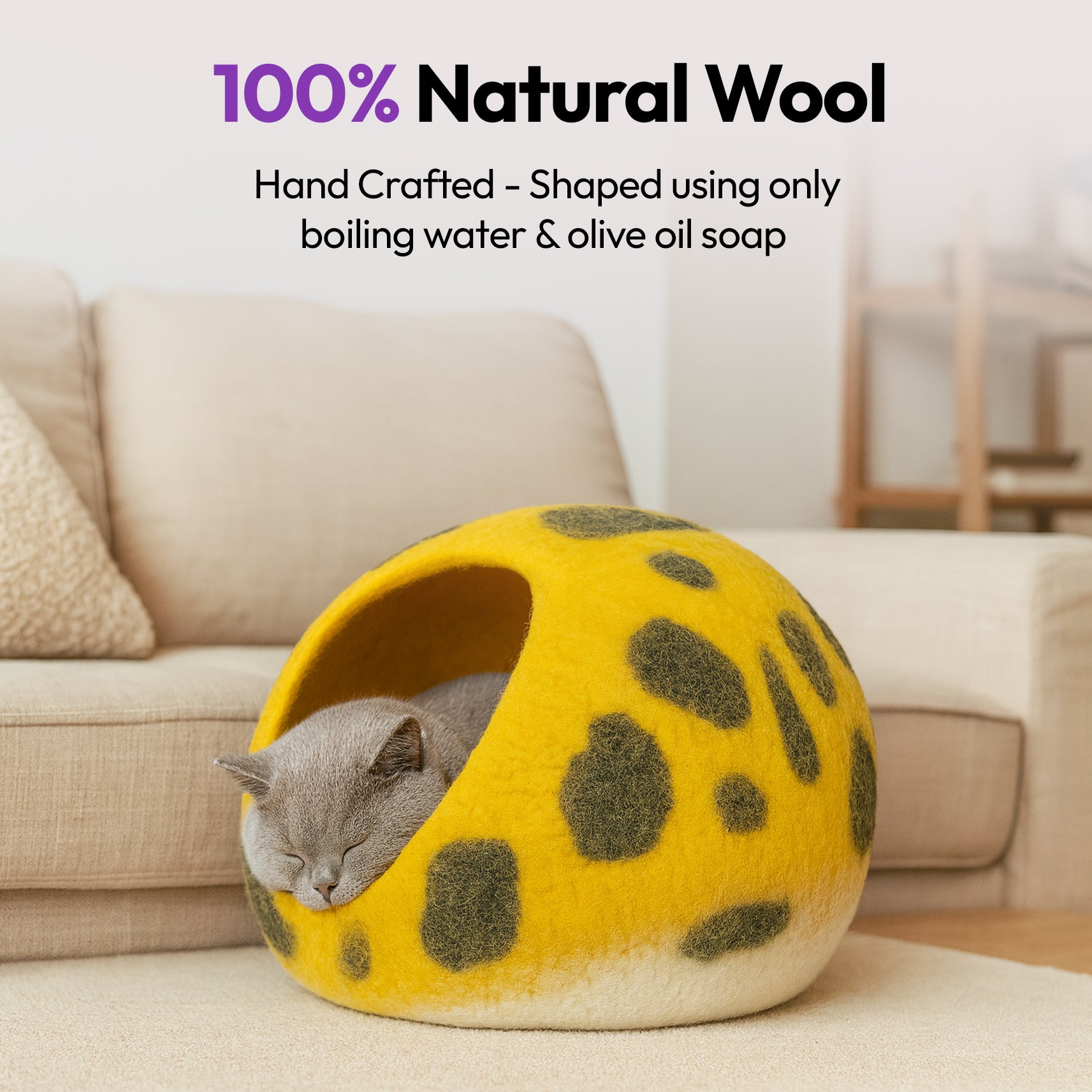 手作りメリノウールの洞窟（ヒョウ柄）