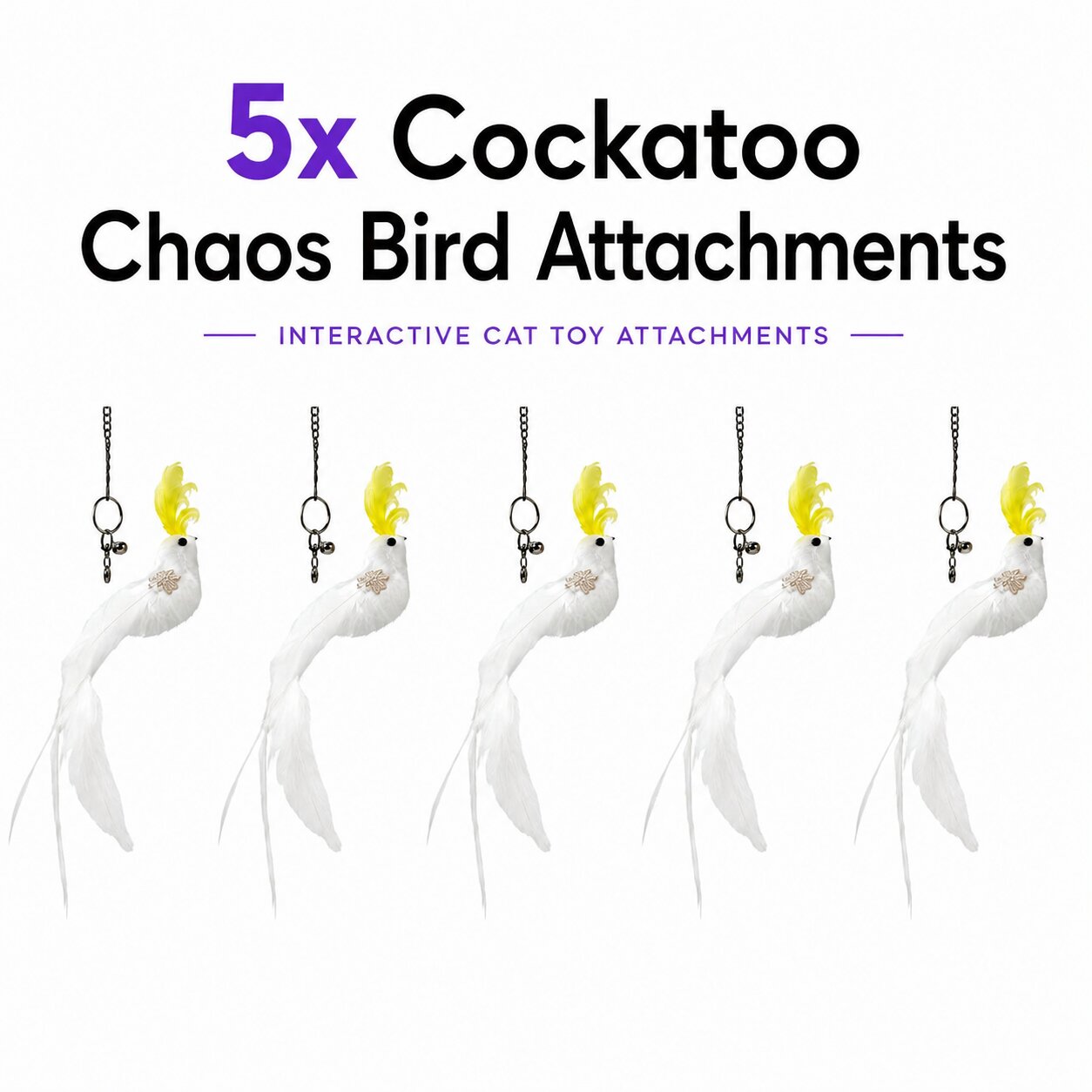 Cockatoo Chaos Feder-Spielzeug-Anhänger-Set (5er Pack / Vögel)
